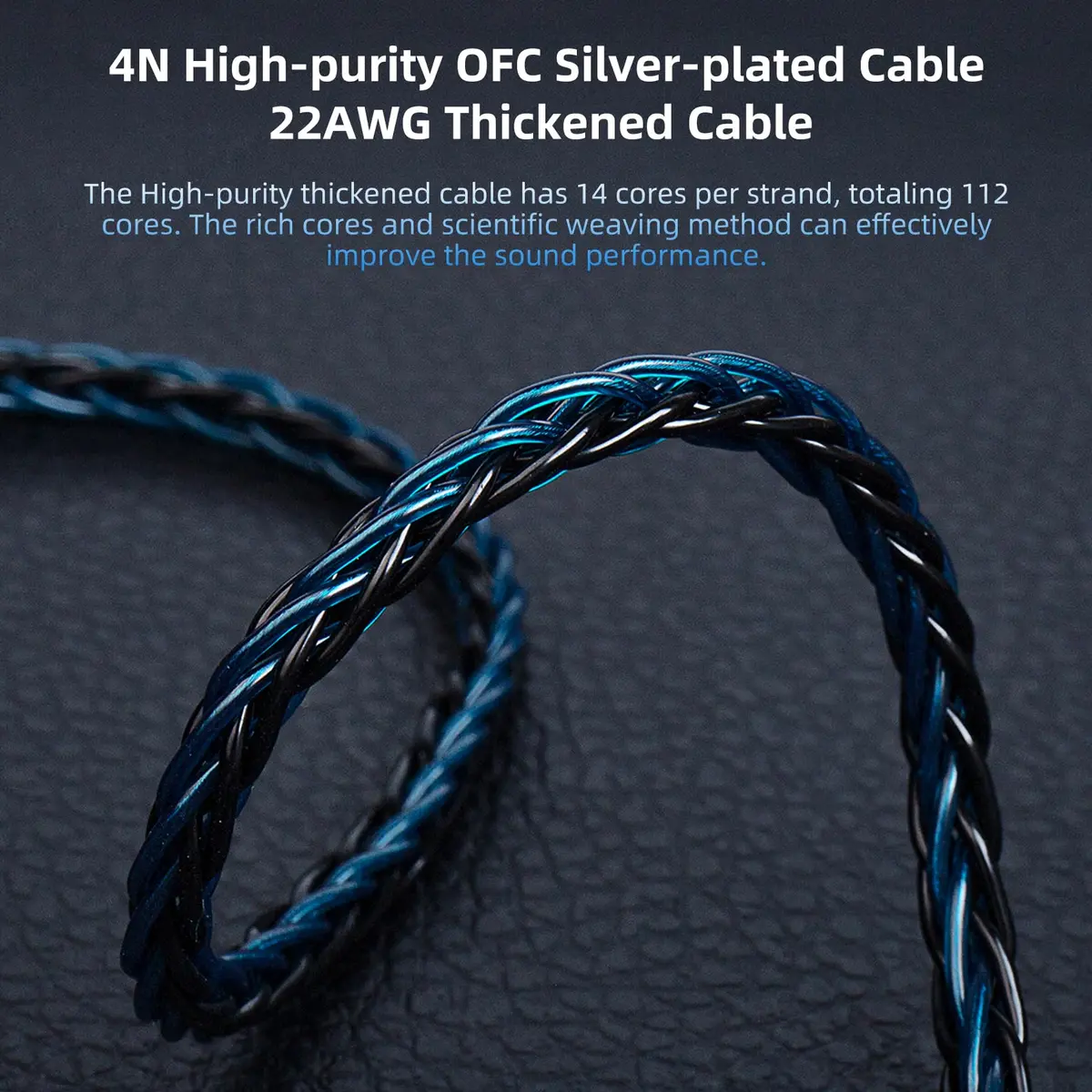 H HIFIHEAR 2M Long Recessed 2Pin IEM Cable | Silver-plated 8 Core OFC for KZ ZS10 PRO/ZSN PRO X - view 4