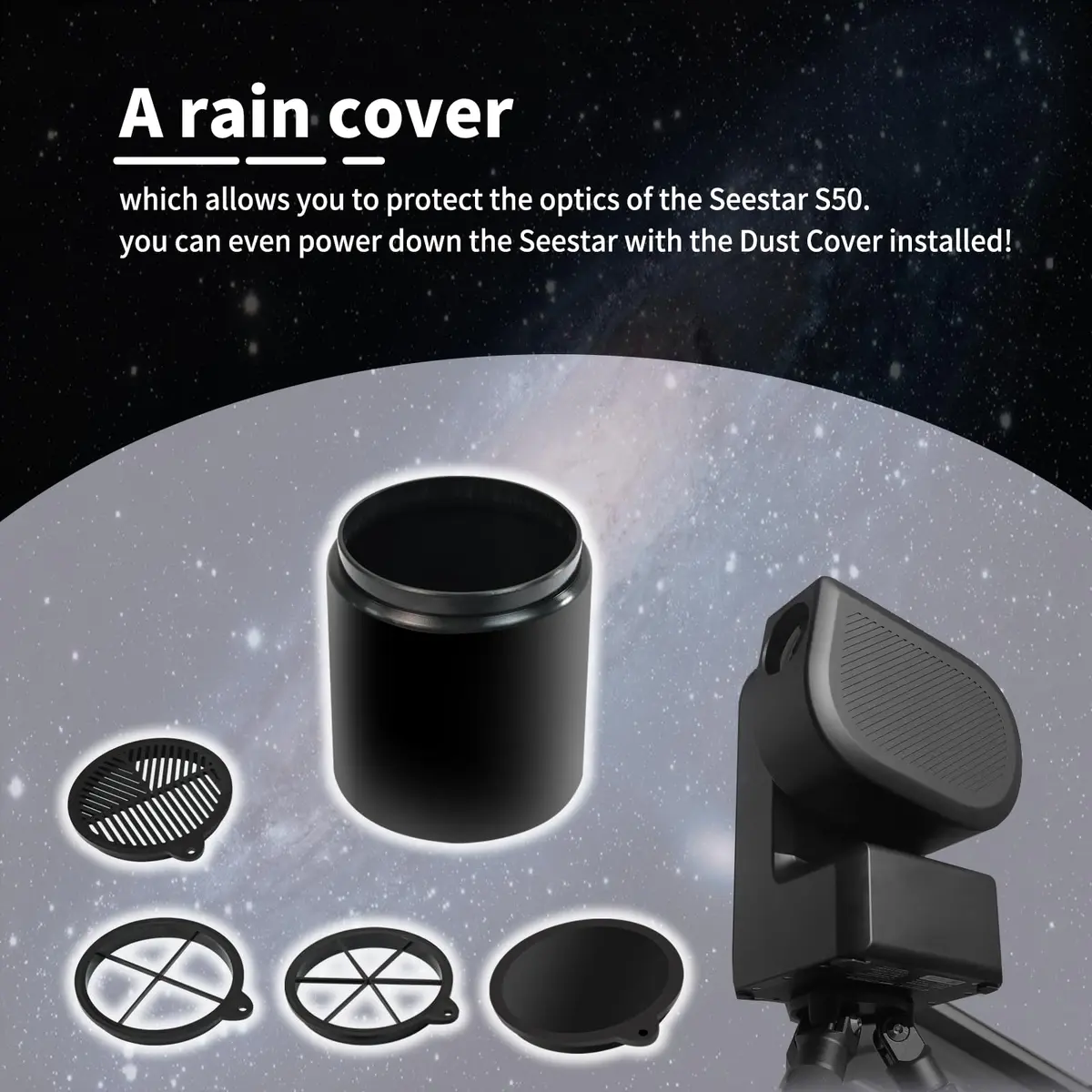 XJJ Dew Shield Combination with Bahtinov Mask & Diffraction Spikes for ZWO SeeStar S50 Telescope - view 7