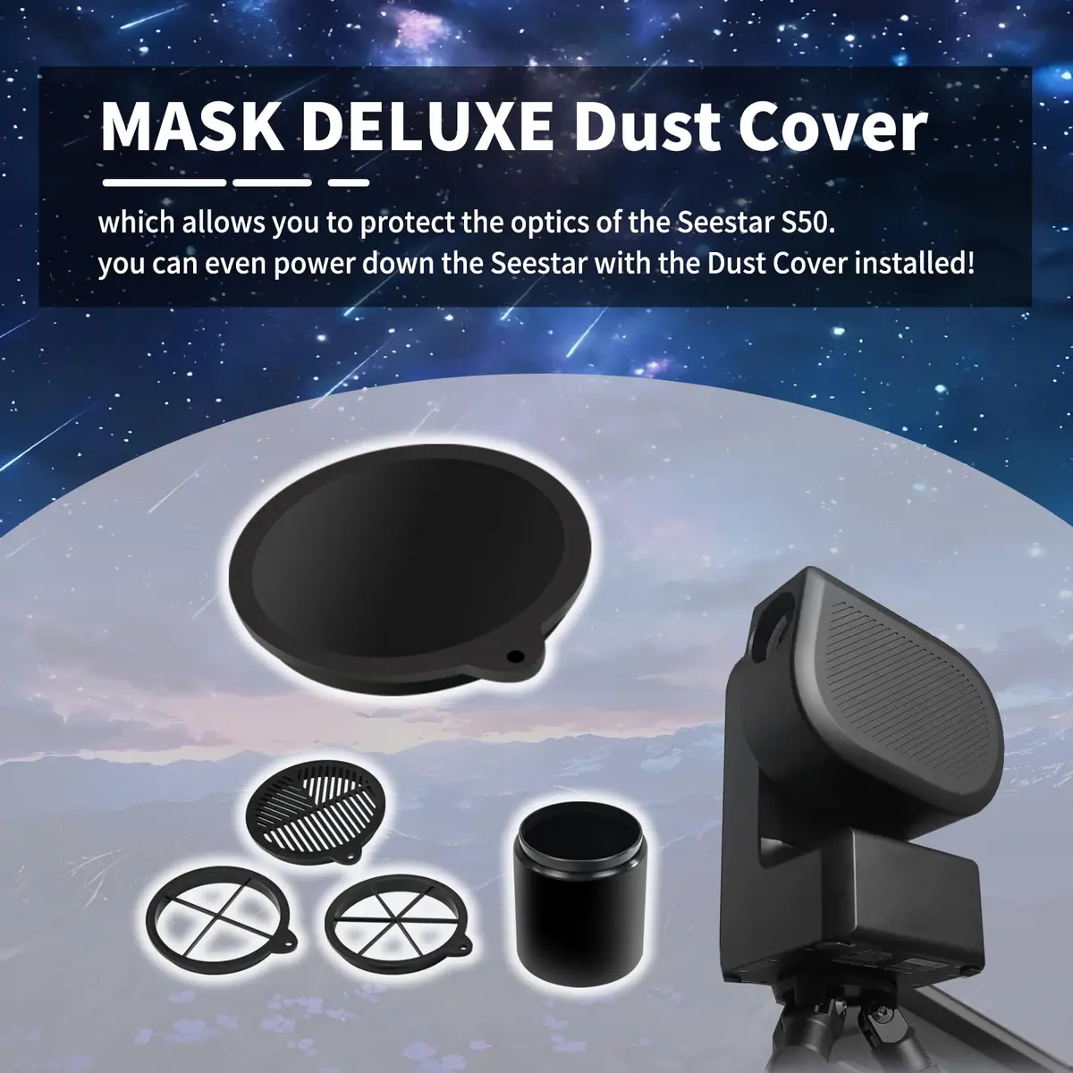 XJJ Dew Shield Combination with Bahtinov Mask & Diffraction Spikes for ZWO SeeStar S50 Telescope - view 8
