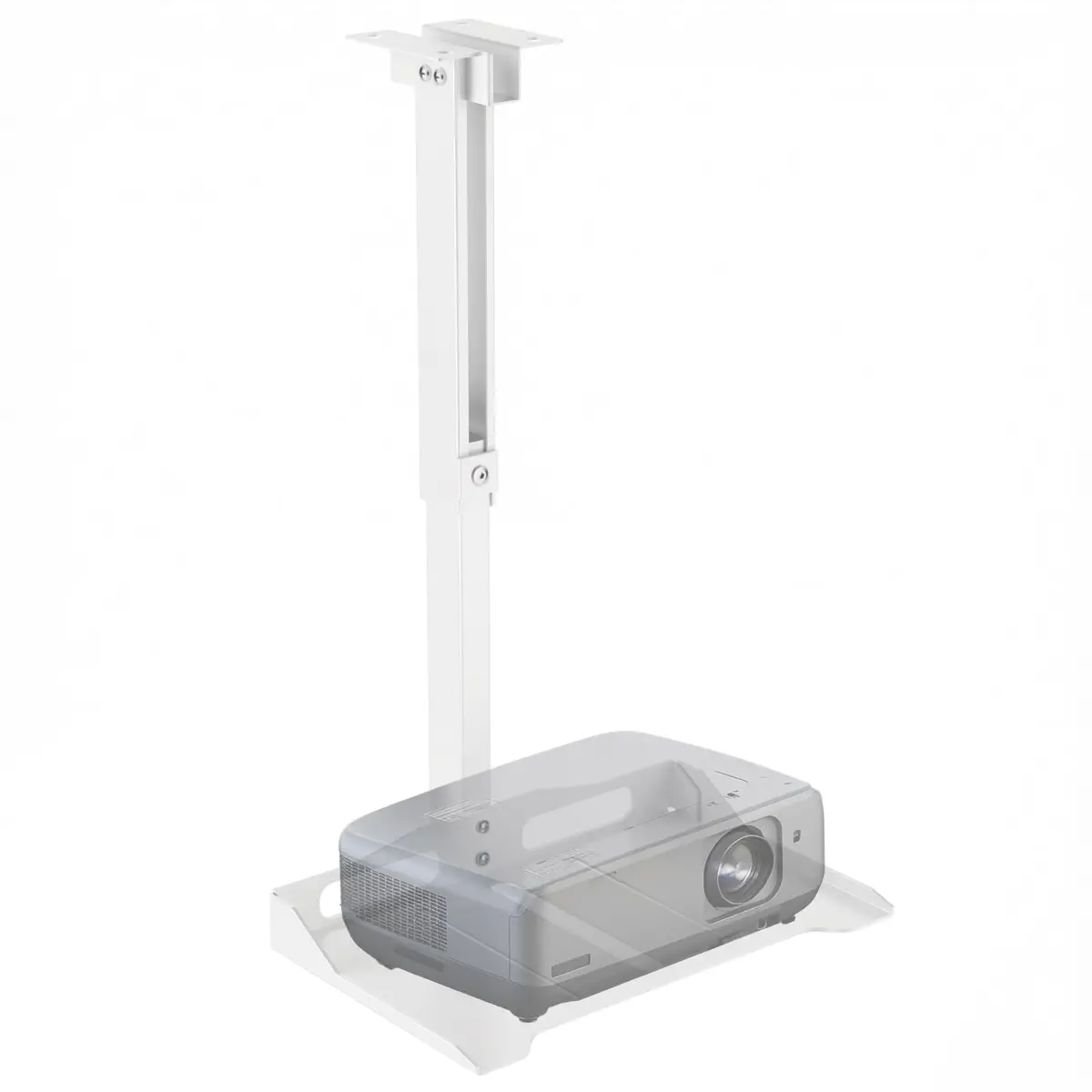 WALI Projector Ceiling Mount Tray, Height Adjustable Wall Mount Holder for Projectors, Hidden Cable Management, Fits Projectors up to 22lbs, 13.7" x 8.6" Platform, White (PM-005-W) - main product image