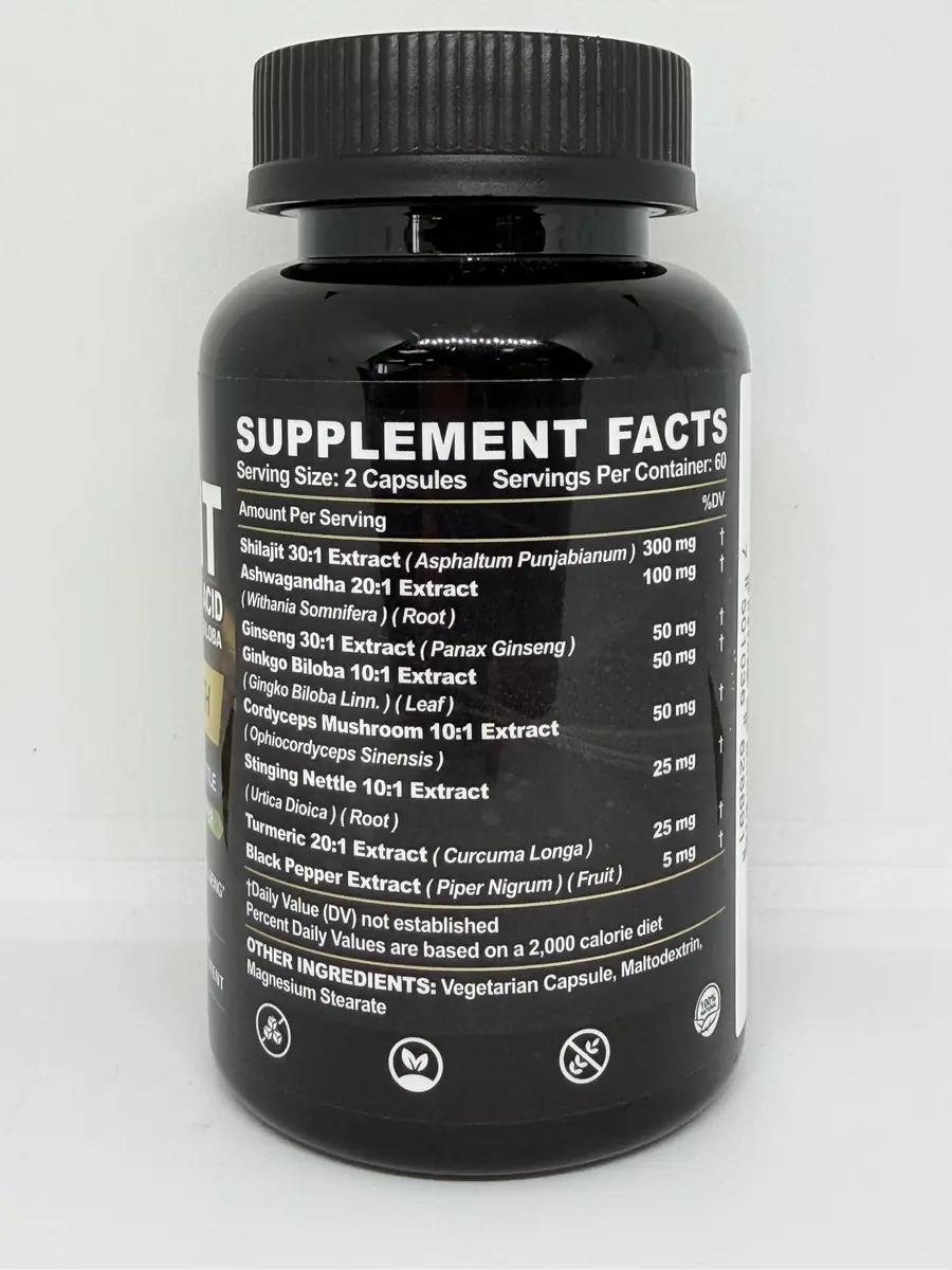 Fubienfit Shilajit Supplement with Ashwagandha Extract, 120 Capsule | Himalayan Fulvic Acid & Ginseng for Daily Support - view 2