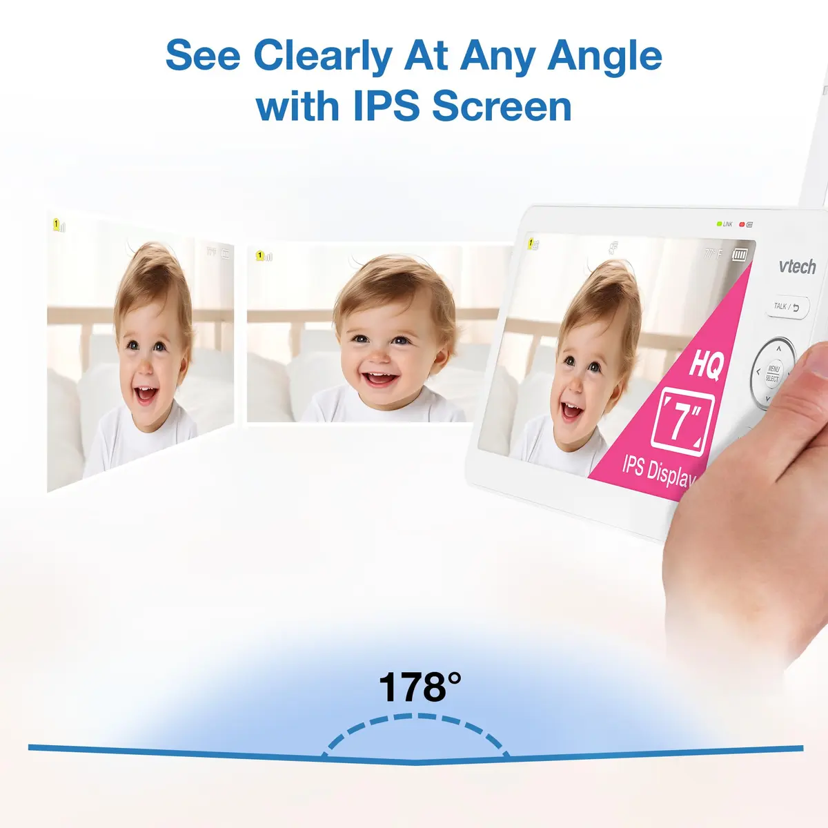 VTech Advanced HQ Max Baby Monitor No WiFi, 7" IPS Screen, 5000mAh Battery | Secure FHSS Connection - view 4