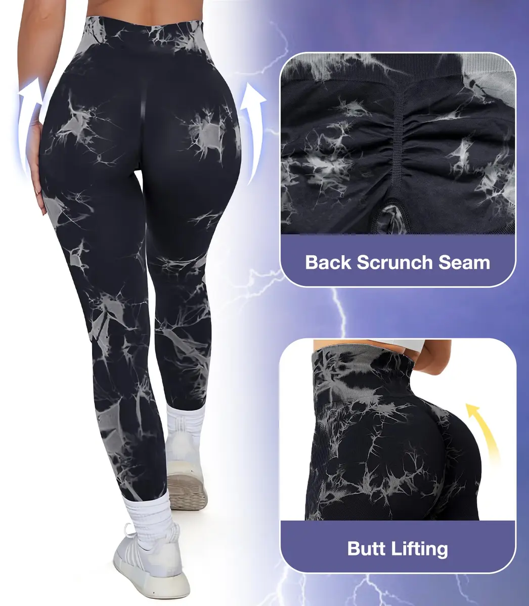 JGS1996 Tie Dye Scrunch Butt Leggings for Women High Waist Tummy Control | Booty Sculpting Workout Tight (70-120 chars) - view 2