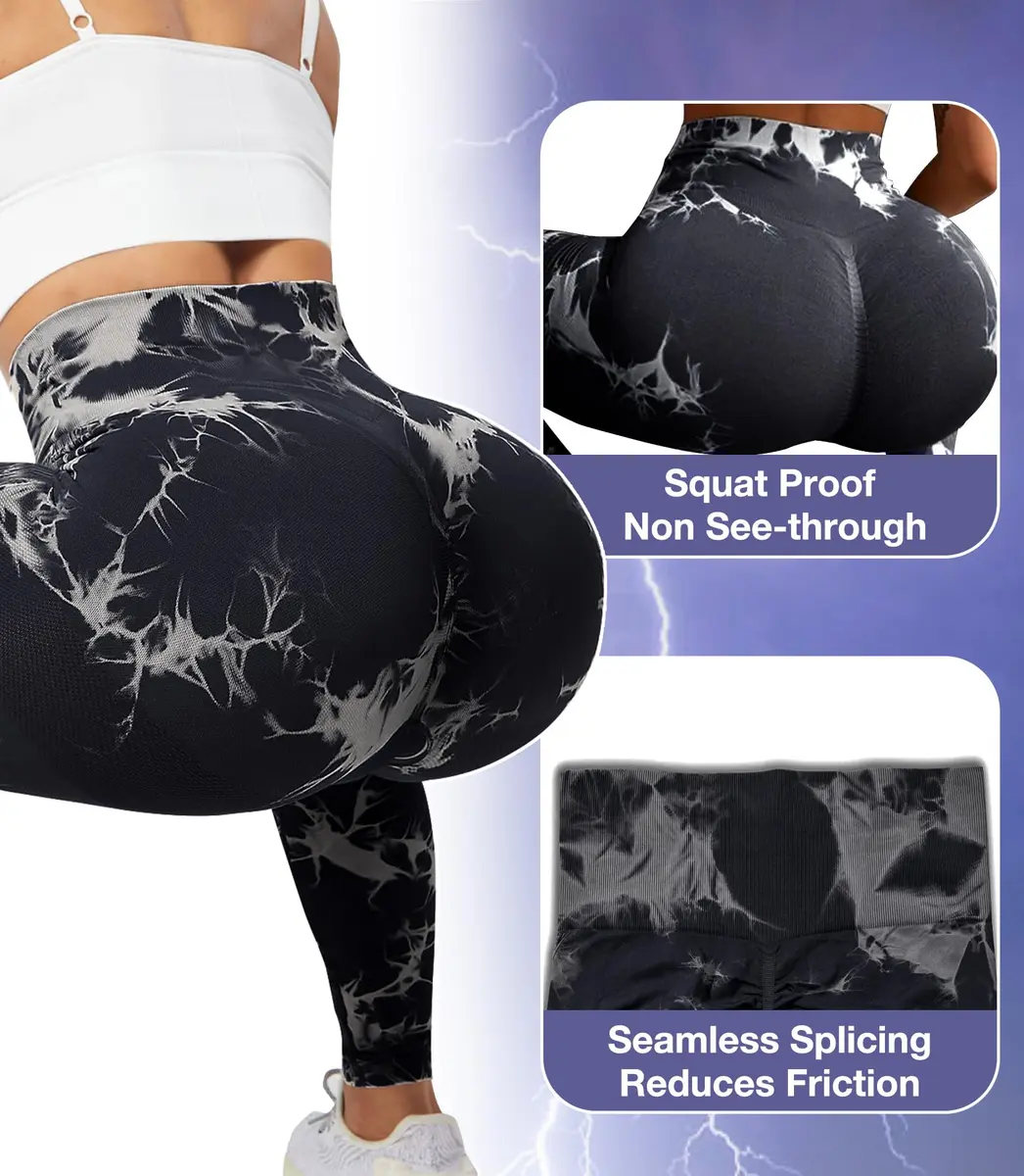 JGS1996 Tie Dye Scrunch Butt Leggings for Women High Waist Tummy Control | Booty Sculpting Workout Tight (70-120 chars) - view 3