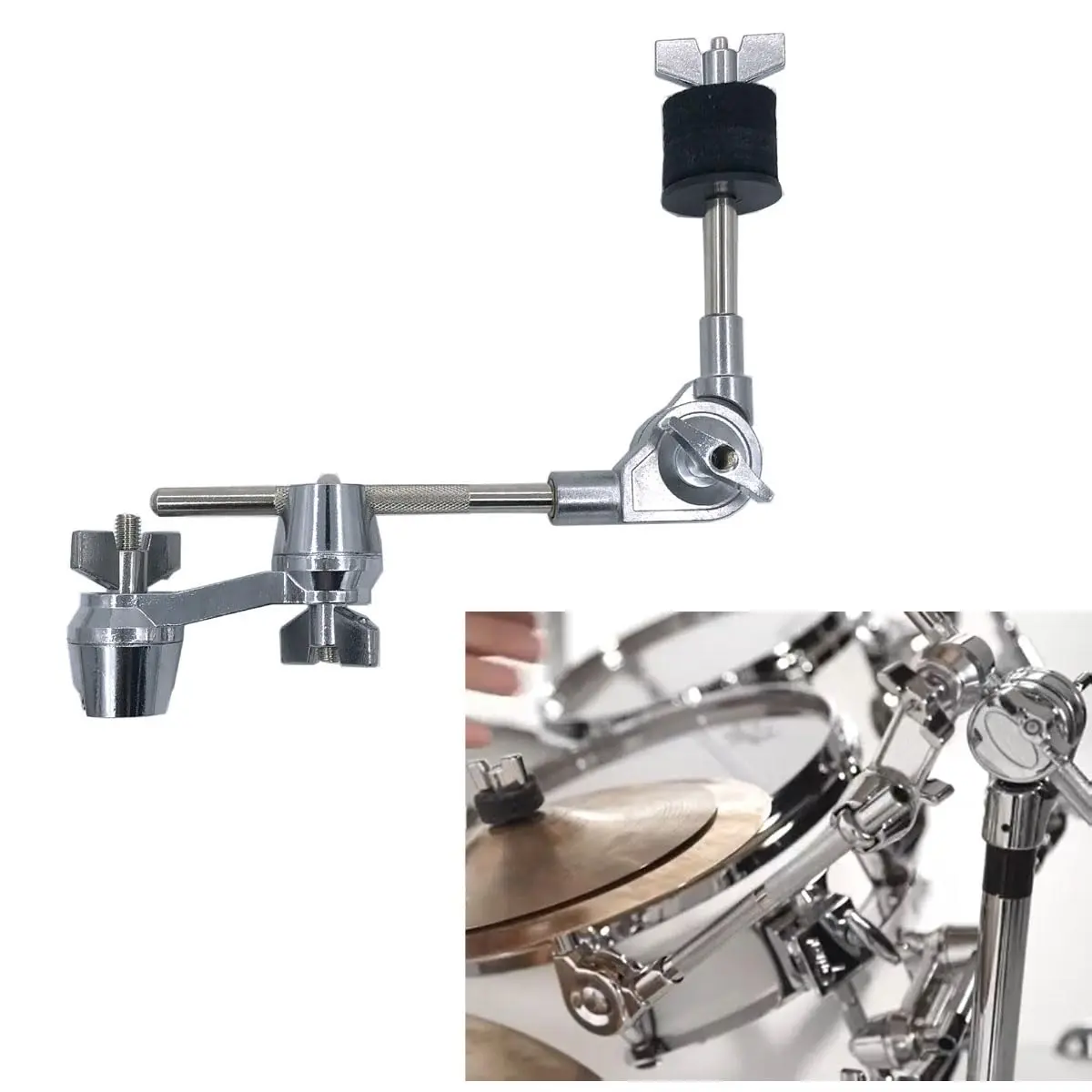 TUOREN Cymbal L-Arm with Compact Dual Drum Clamp 7.4inch Adjustable Cymbal Boom Holder for Drum Hardware - view 5