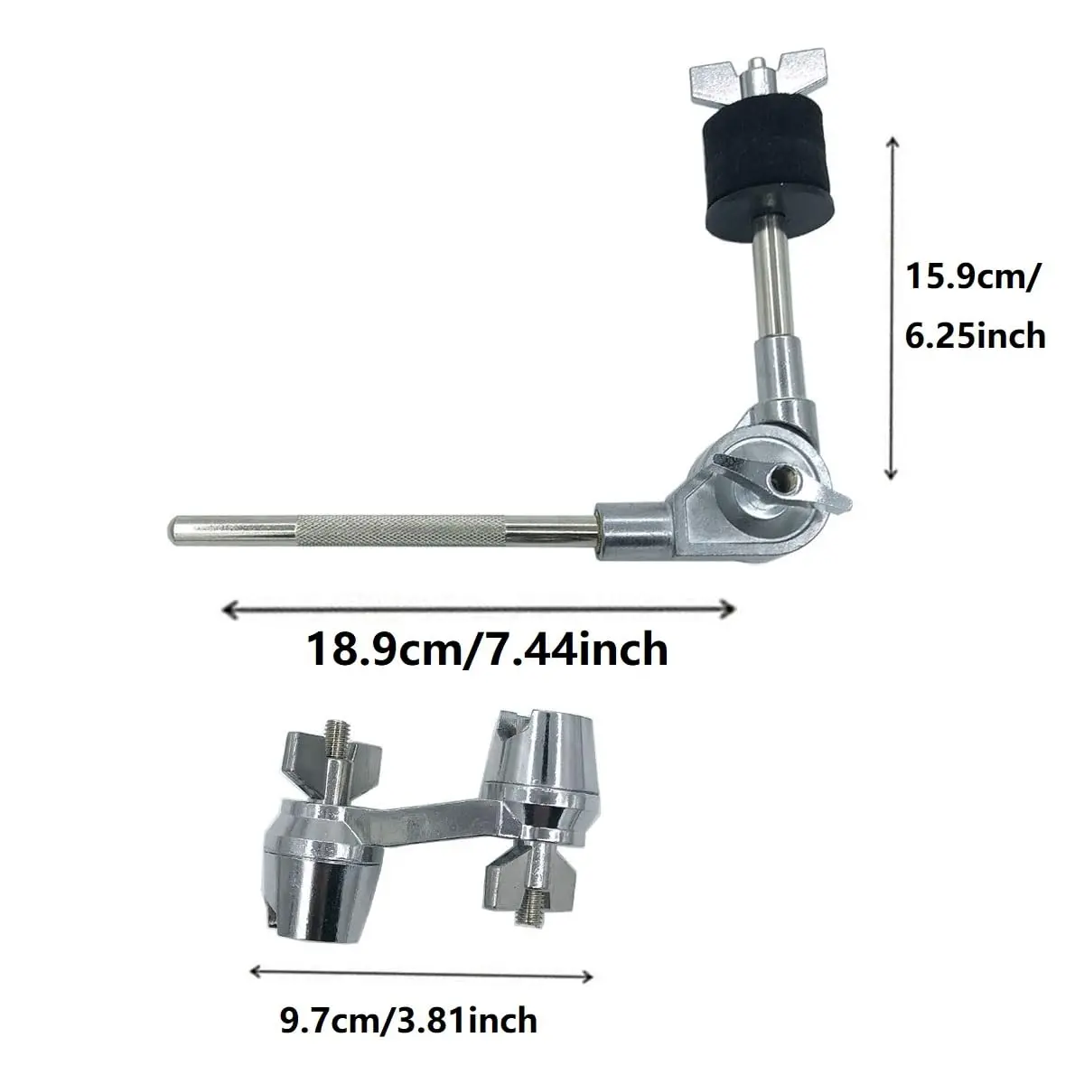 TUOREN Cymbal L-Arm with Compact Dual Drum Clamp 7.4inch Adjustable Cymbal Boom Holder for Drum Hardware - view 6