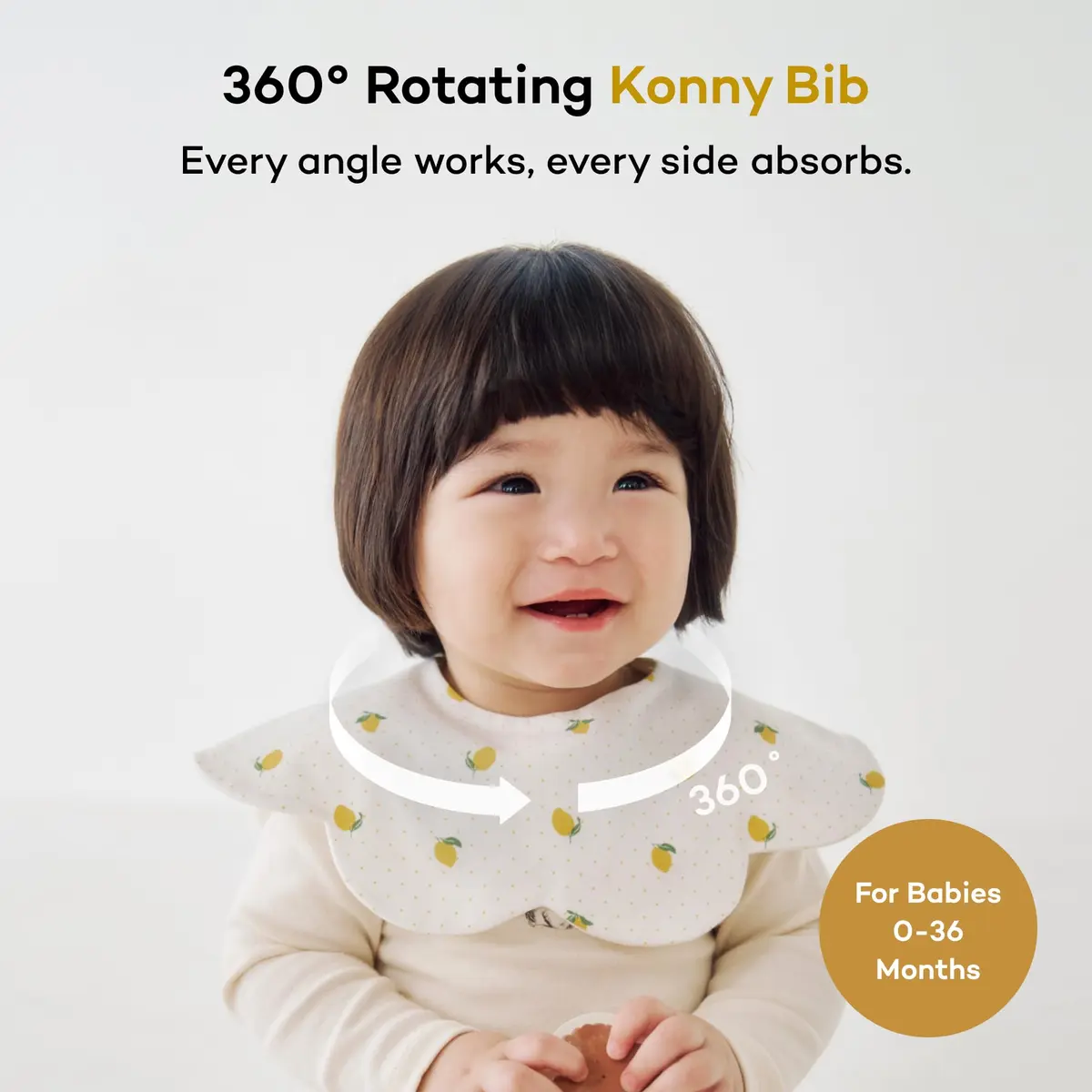 Konny 360° Rotating Drooling Baby Bibs for Boys and Girls, Super Absorbent Quick Dry (5-Pack, Multi) - view 2