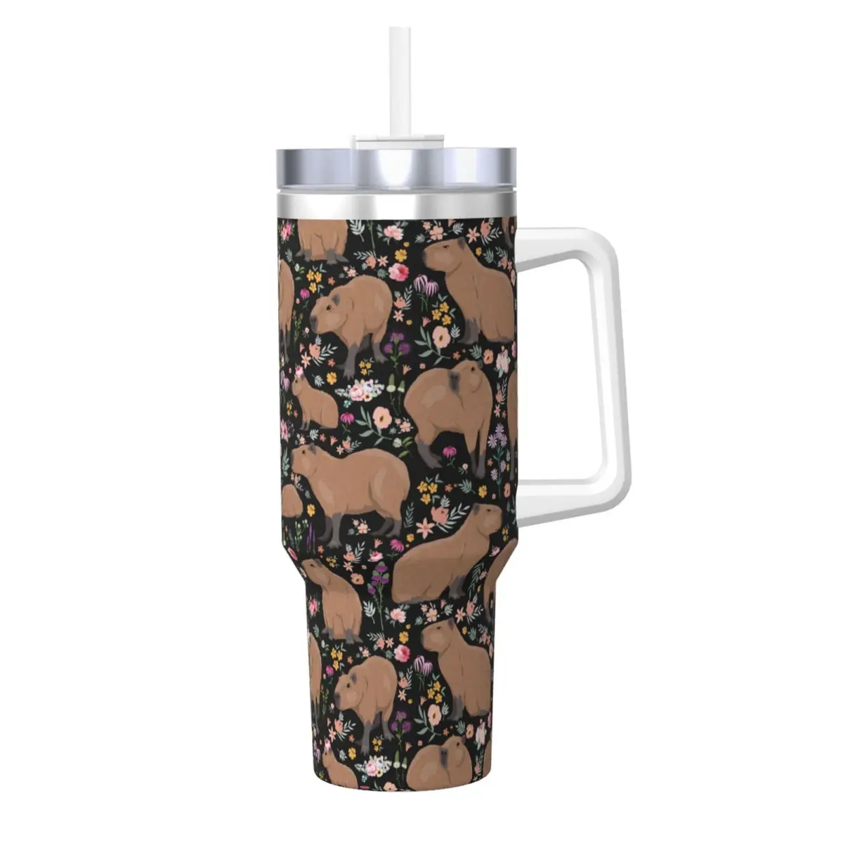 Vasietrng Capybara Tumbler 1183ml (40oz) | Cute Stainless Steel Vacuum Insulated Water Bottle with Handle, Lid & Straw for Girls, Teens, Women, Men - main product image