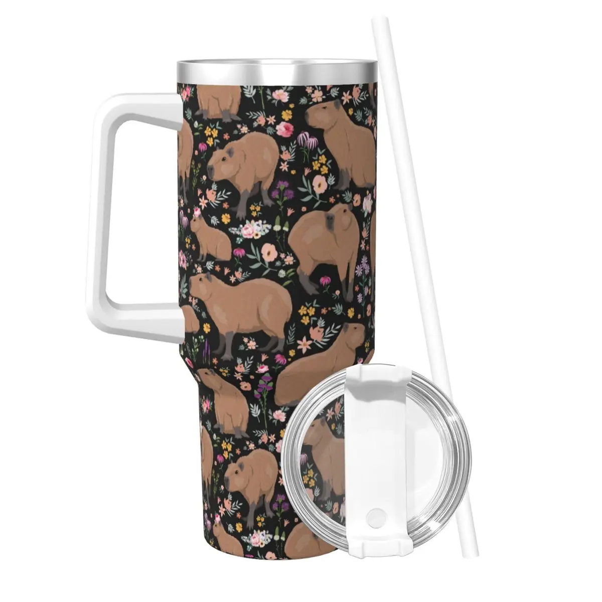 Vasietrng Capybara Tumbler 1183ml (40oz) | Cute Stainless Steel Vacuum Insulated Water Bottle with Handle, Lid & Straw for Girls, Teens, Women, Men - view 2