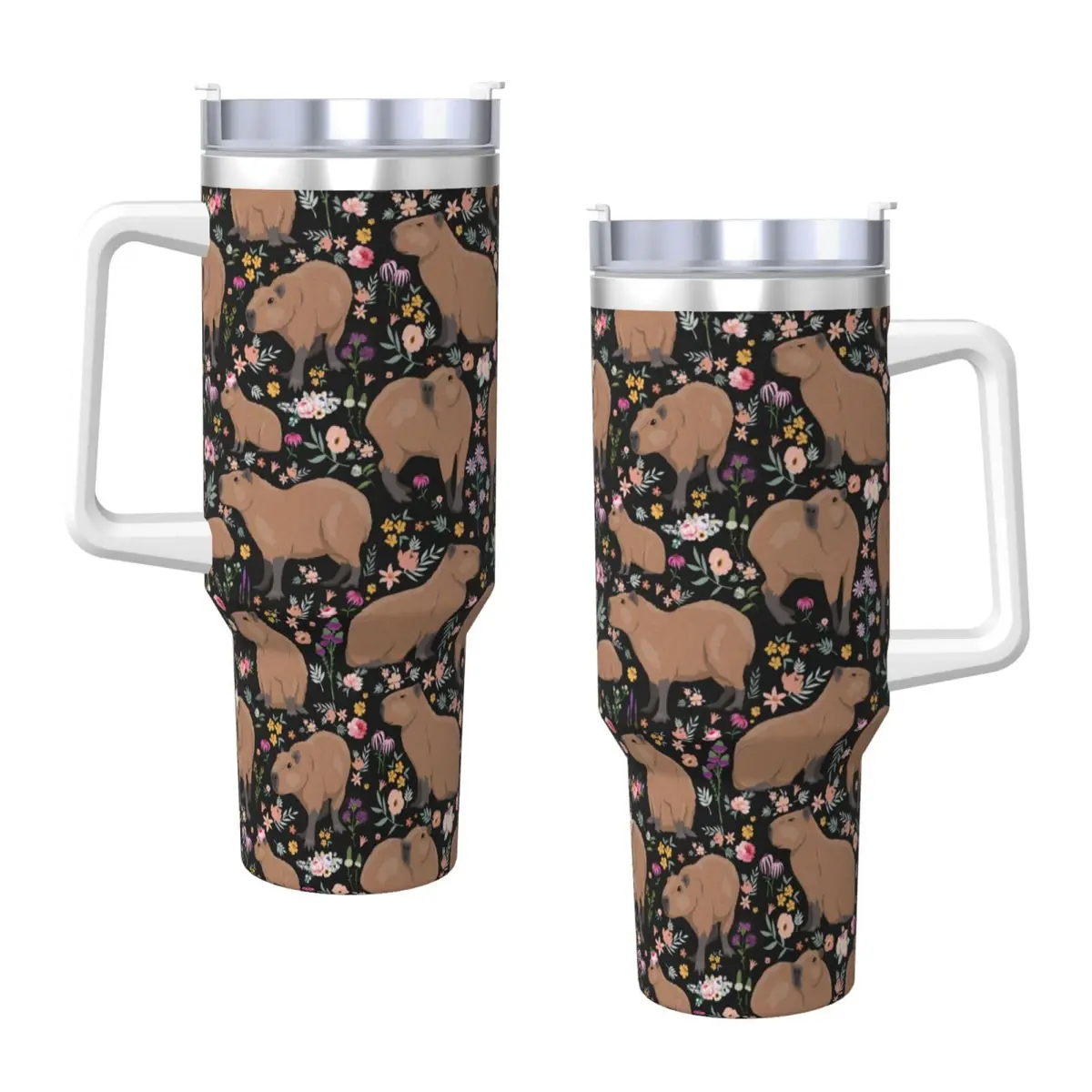 Vasietrng Capybara Tumbler 1183ml (40oz) | Cute Stainless Steel Vacuum Insulated Water Bottle with Handle, Lid & Straw for Girls, Teens, Women, Men - view 3