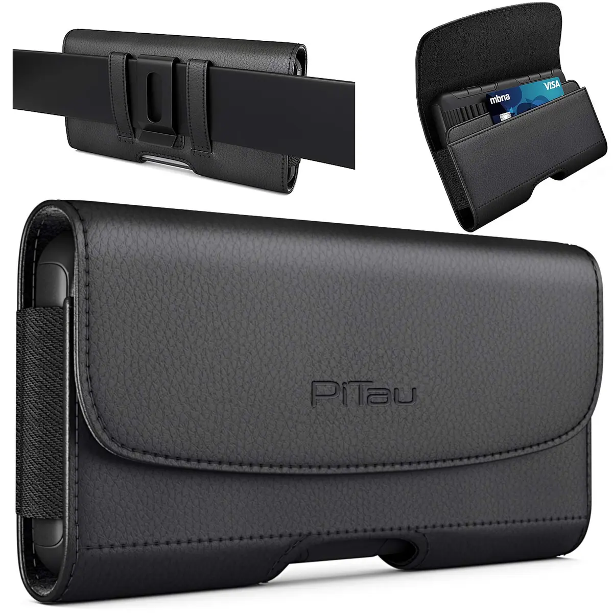 BOMEA Leather Holster for iPhone 17 Pro 16 16e 15 14 13 12 11 XR Xs Cell Phone Case | Magnetic Closure & Belt Clip - main product image