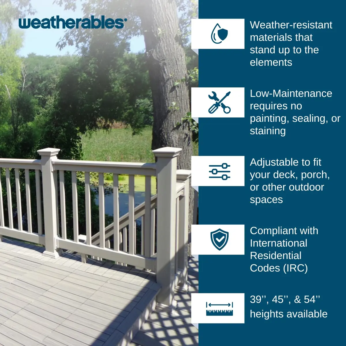 Weatherables Vinyl Railing Posts 54 in. Height Khaki | Vinyl Post Kit for Decking - view 4