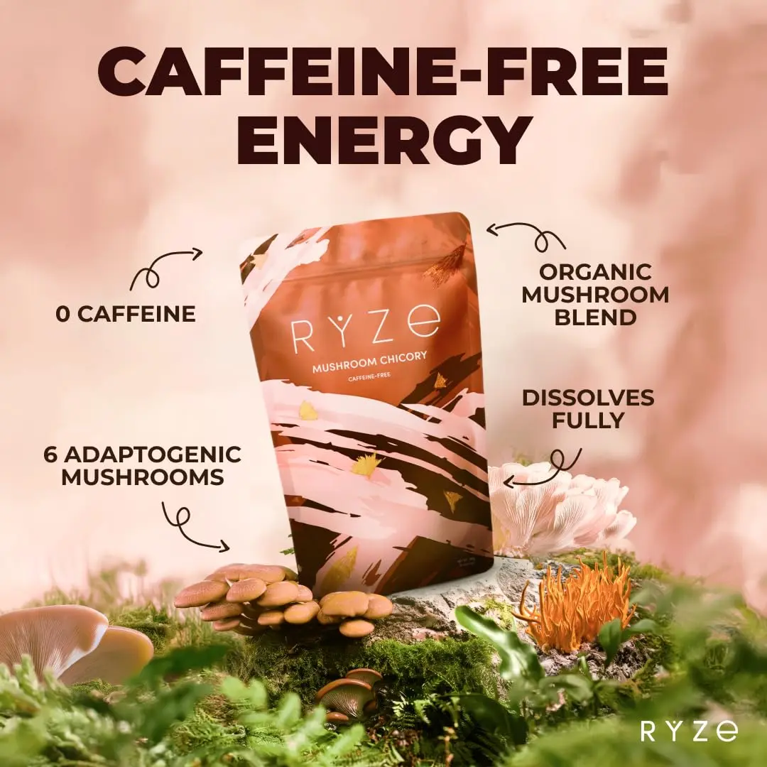 RYZE Organic Mushroom Chicory Decaf Coffee Alternative 6.3 Oz | Caffeine-Free Adaptogenic Superfood - view 2