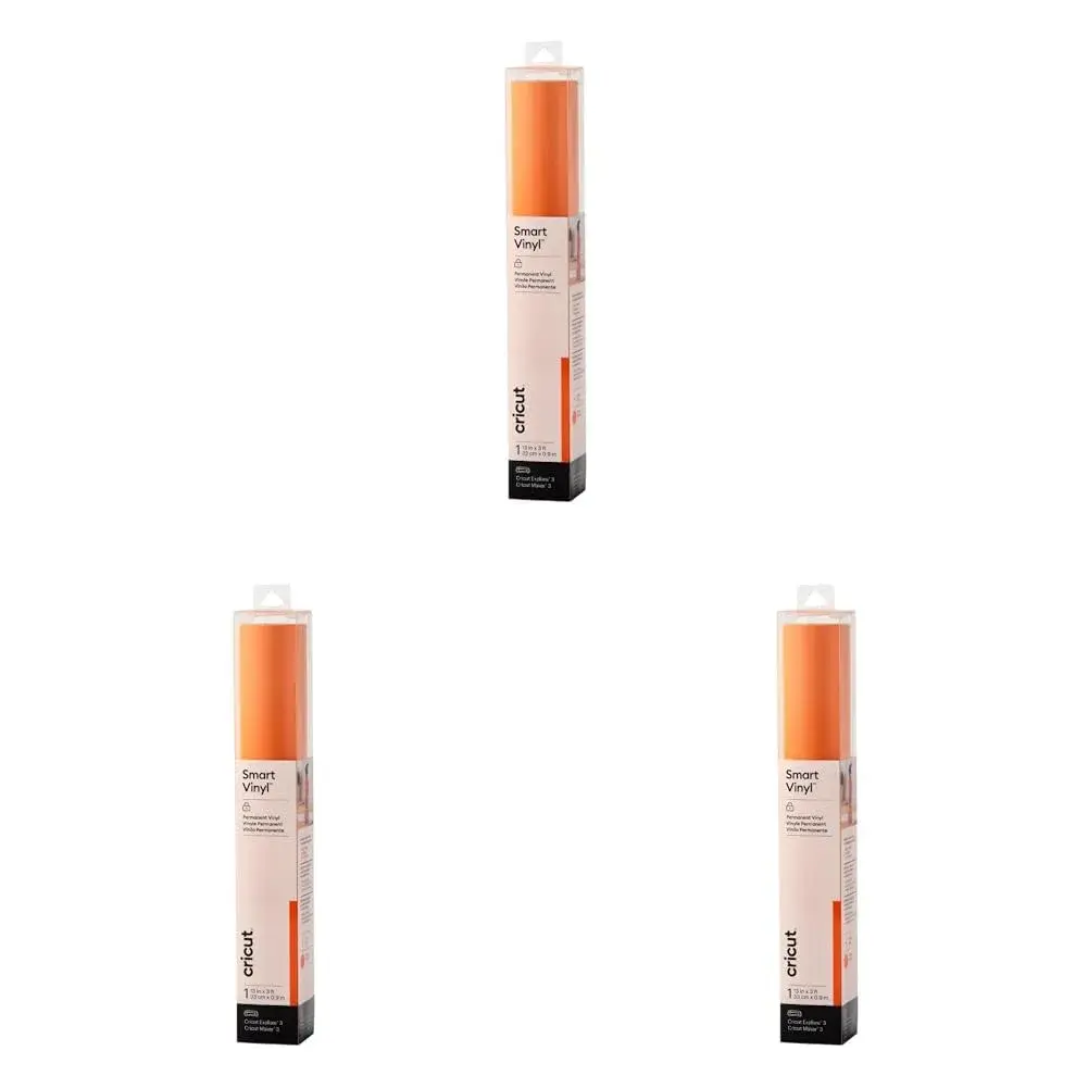 Cricut Smart Permanent Vinyl, Orange - 3-Pack of 3ft Rolls (33cm x 0.9m) | Matless Cutting for Maker 3 & Explore 3 - main product image