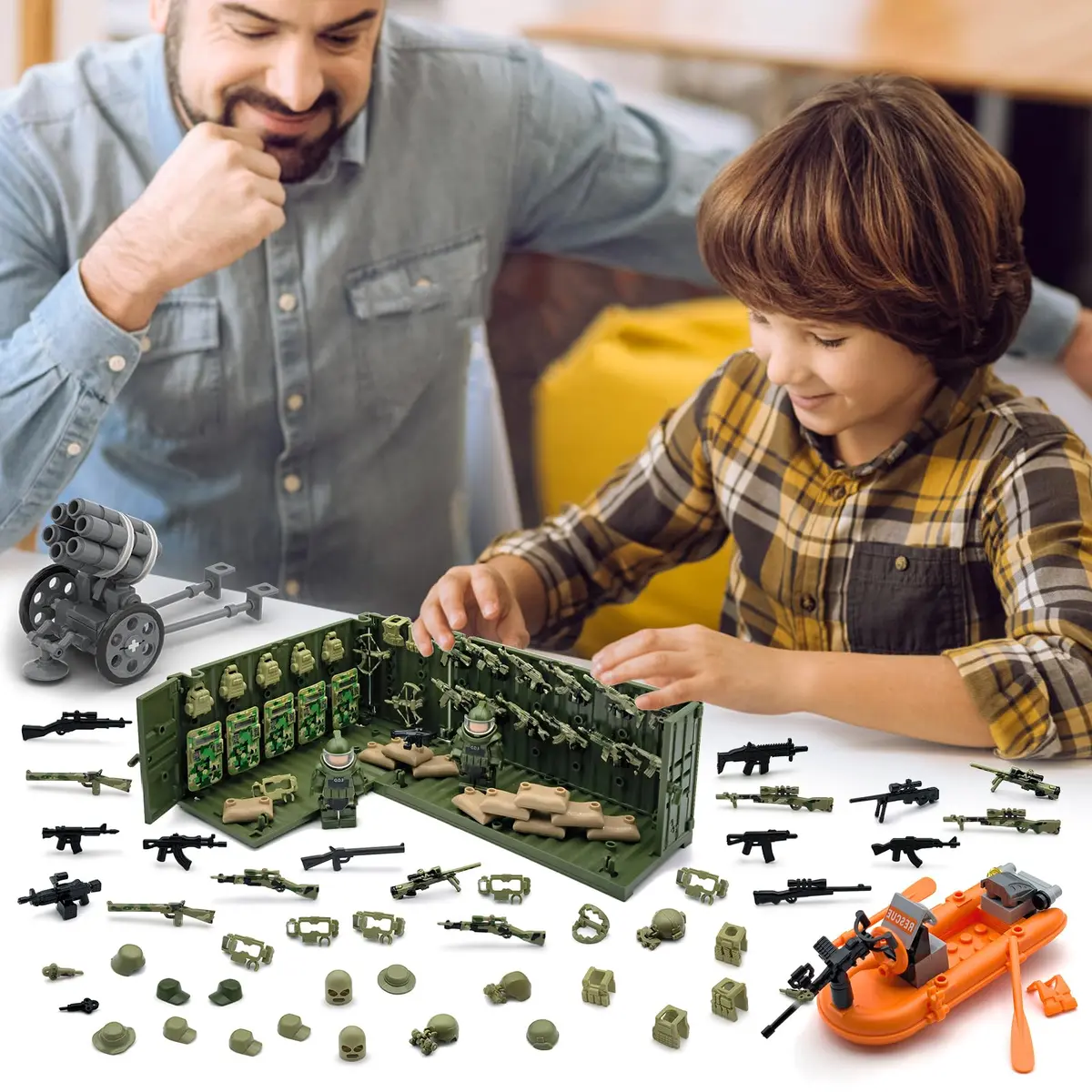 ALEYOOTECHE Modern Military Weapon Pack 220PCS | Army Swat Team Building Bricks for Kids 9+ | Green Plastic - view 4