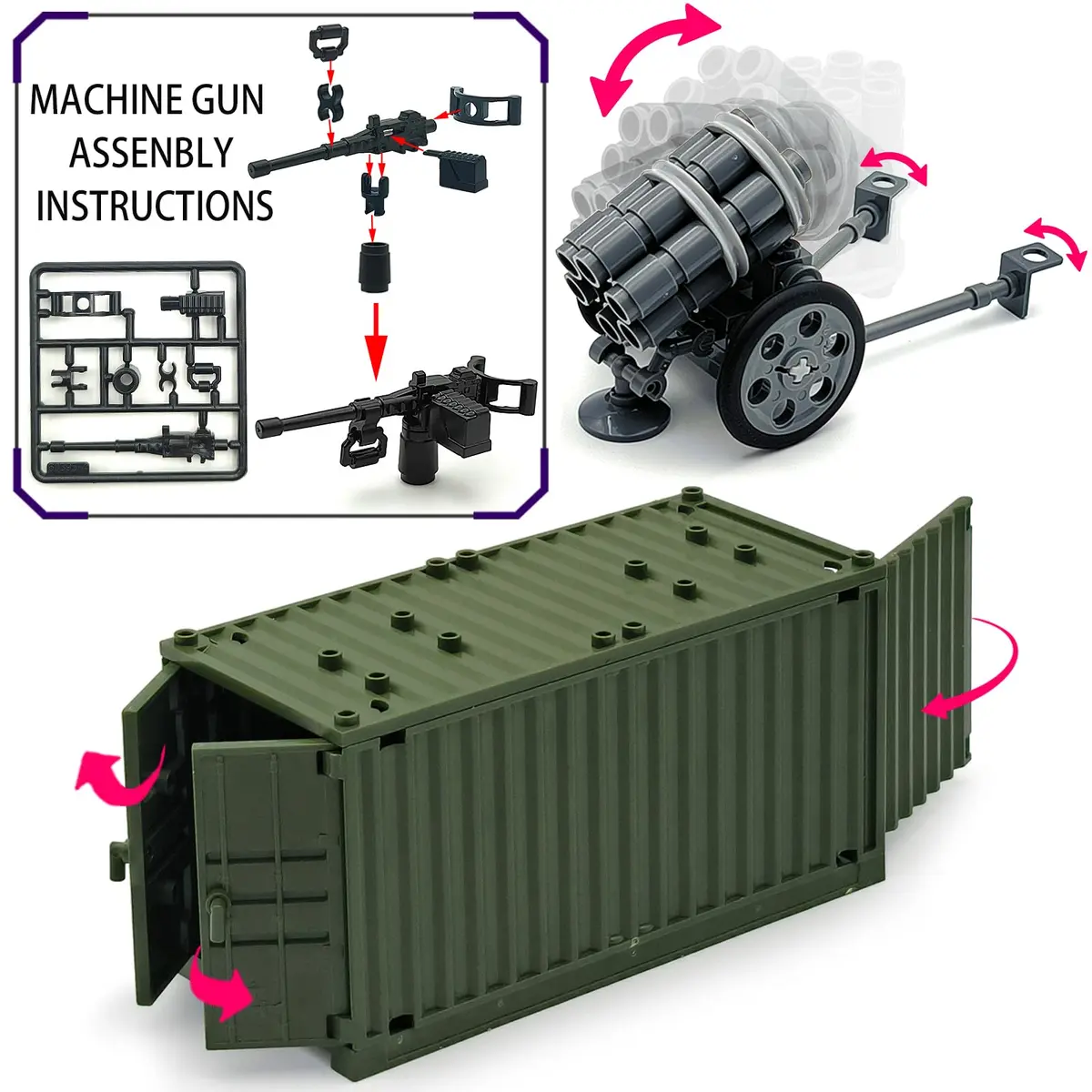 ALEYOOTECHE Modern Military Weapon Pack 220PCS | Army Swat Team Building Bricks for Kids 9+ | Green Plastic - view 5