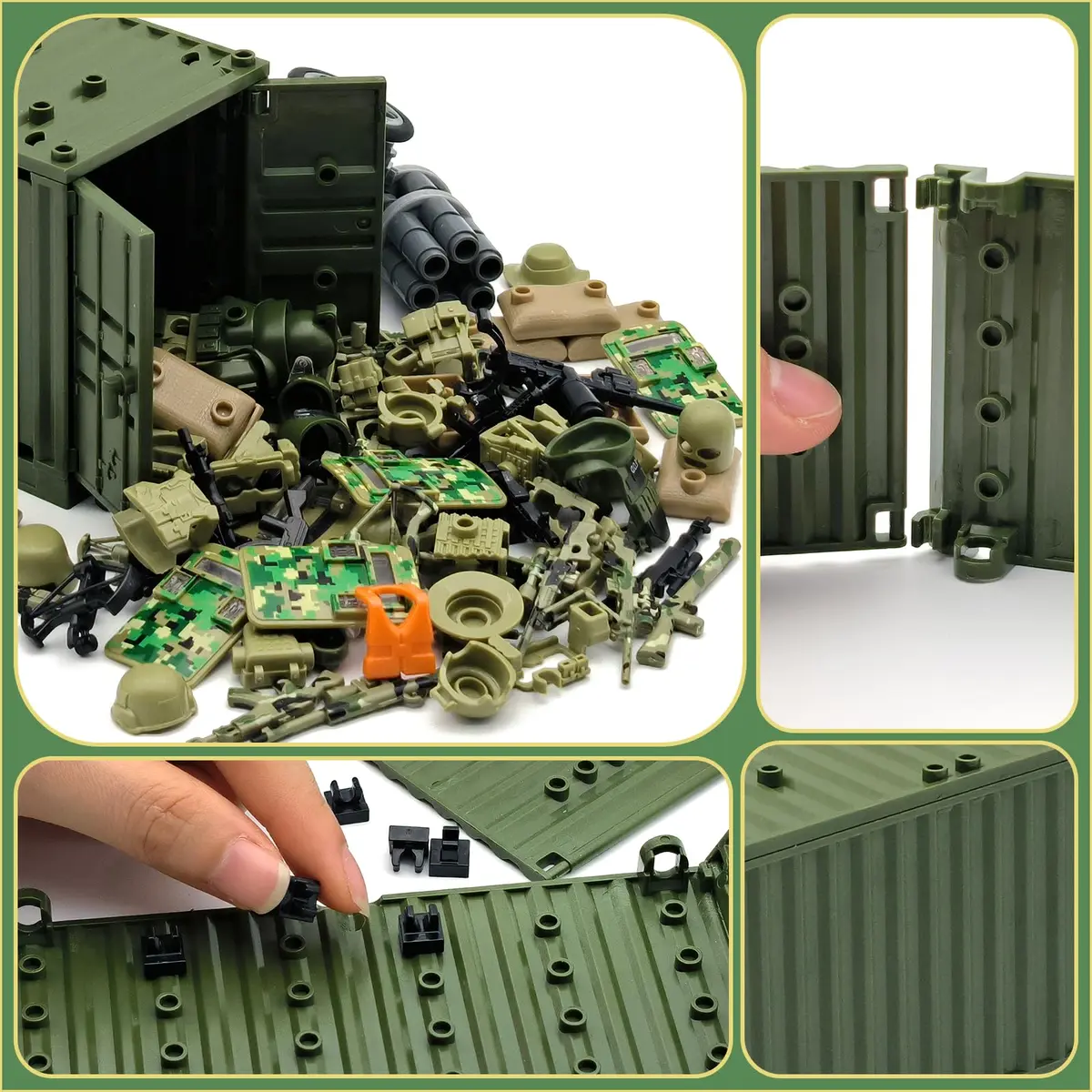 ALEYOOTECHE Modern Military Weapon Pack 220PCS | Army Swat Team Building Bricks for Kids 9+ | Green Plastic - view 6