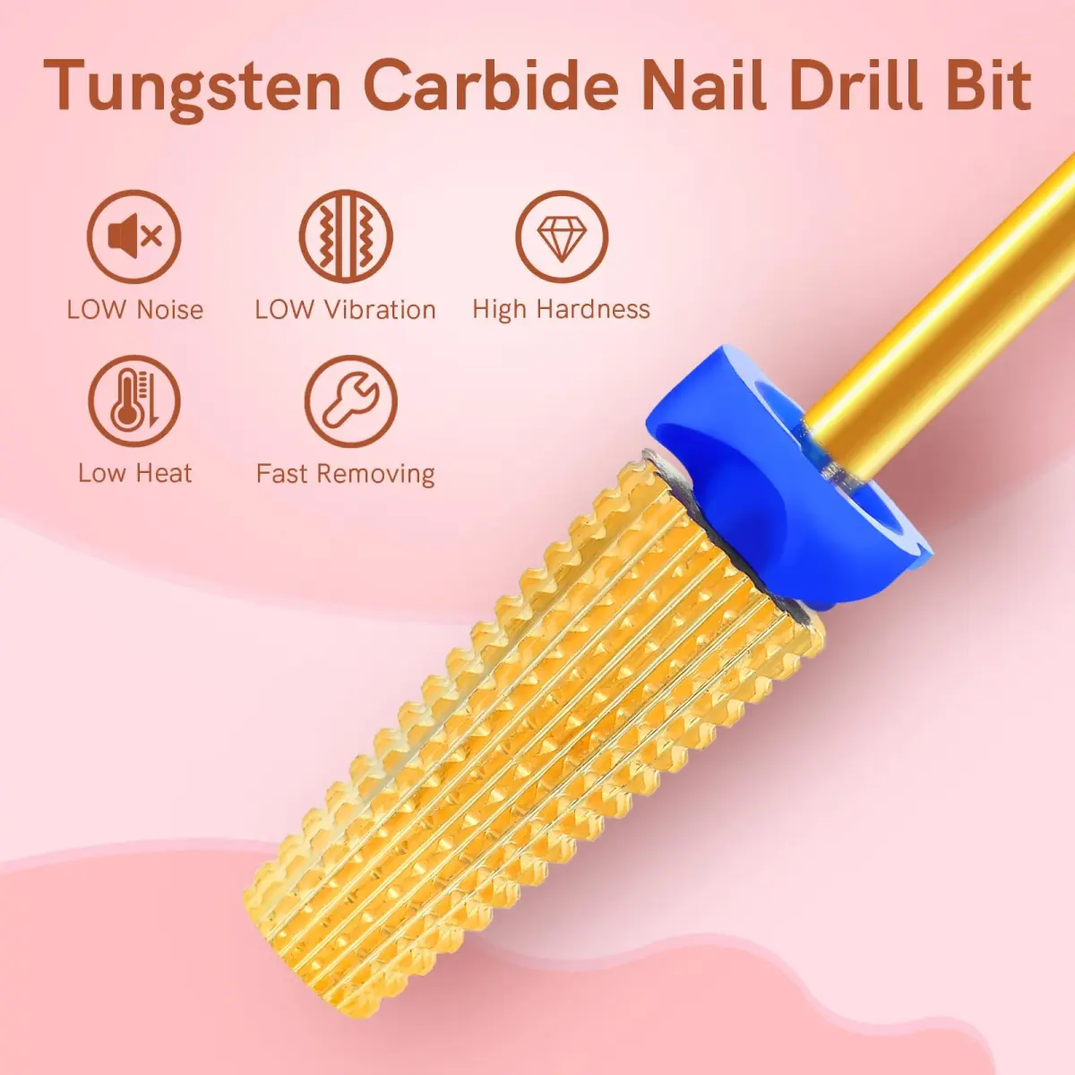 SQULIGT 5 in 1 Tungsten Carbide Nail Drill Bit Medium Golden | Professional Efile Bit for Acrylics & Gels - view 5