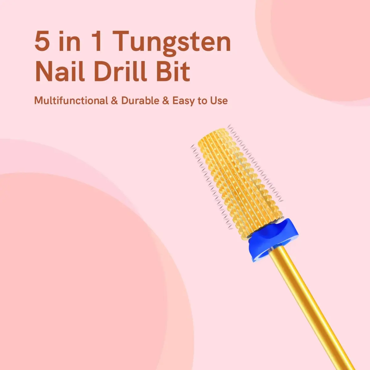 SQULIGT 5 in 1 Tungsten Carbide Nail Drill Bit Medium Golden | Professional Efile Bit for Acrylics & Gels - view 7
