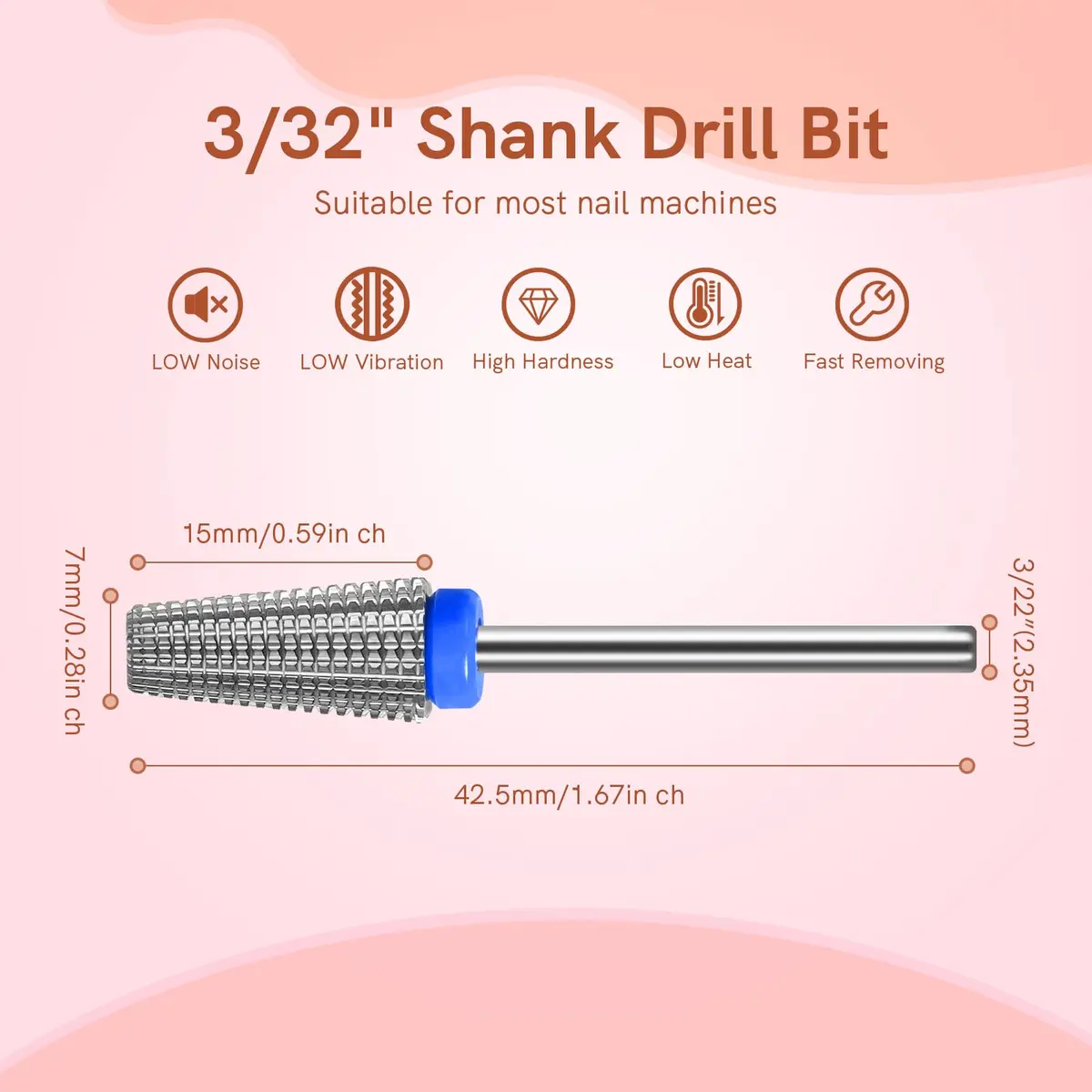 SQULIGT 5 in 1 Tungsten Carbide Nail Drill Bit Medium Silver | Professional Manicure & Pedicure Tool - view 6
