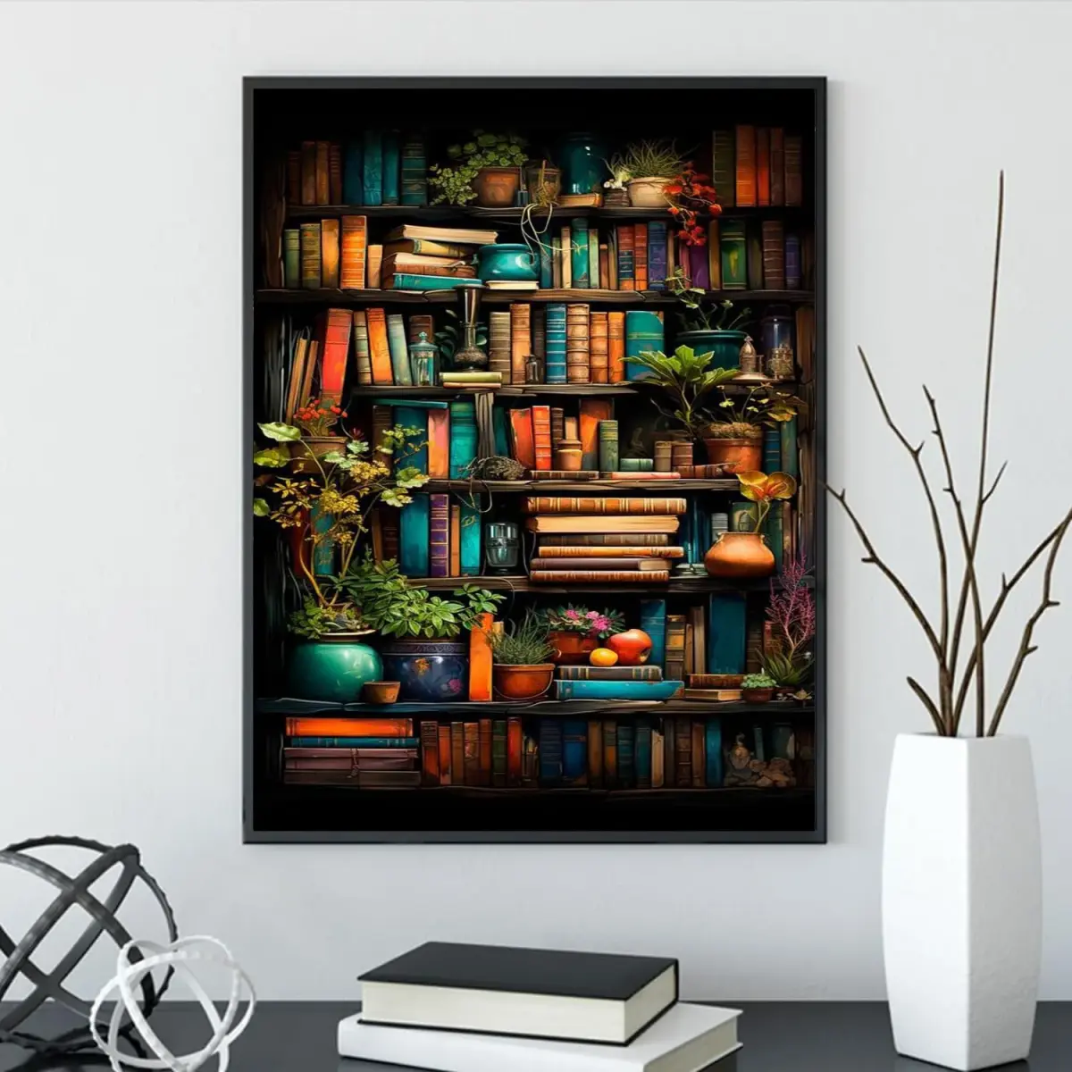 MjhRcll Stamped Cross Stitch Kit Bookshelf Embroidery Starter Kit 30x40cm (12x16 Inch) | Easy Beginner Craft - view 3