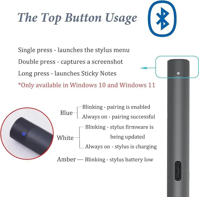 LiXiongBao Premier Rechargeable Active Pen PN7522W for Dell 2-in-1 Laptops | High Sensitivity, Bluetooth - view 6