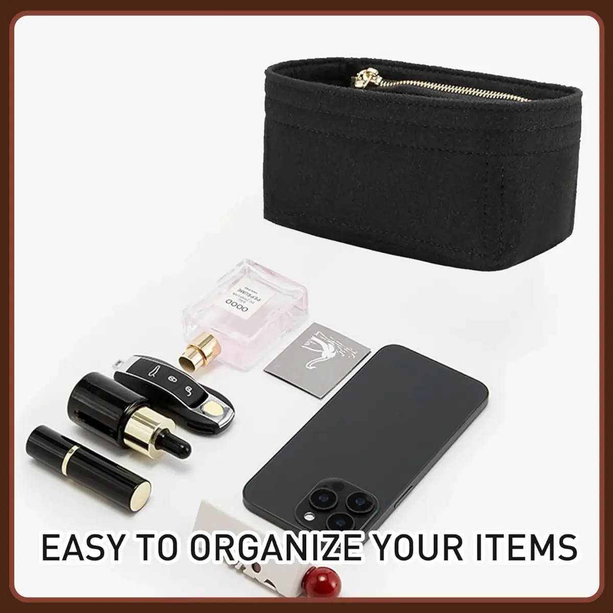 Doxo Felt Purse Organizer Insert for Longchamp Le Pliage Mini XS Bag, Black | 16cm (6.1"W) x 5cm (1.9"D) x 9cm (3.5"H) - view 5