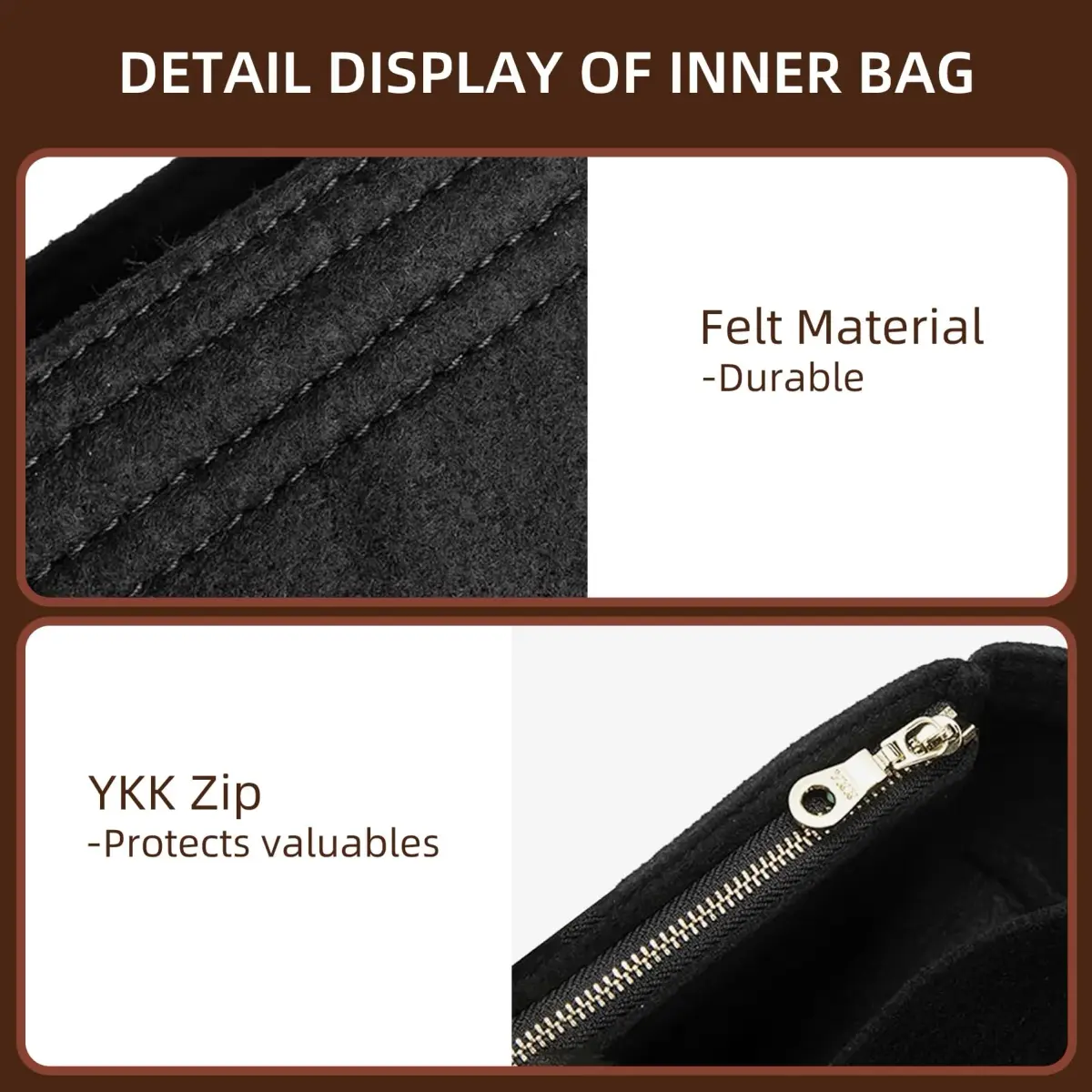 Doxo Felt Purse Organizer Insert for Longchamp Le Pliage Mini XS Bag, Black | 16cm (6.1"W) x 5cm (1.9"D) x 9cm (3.5"H) - view 4