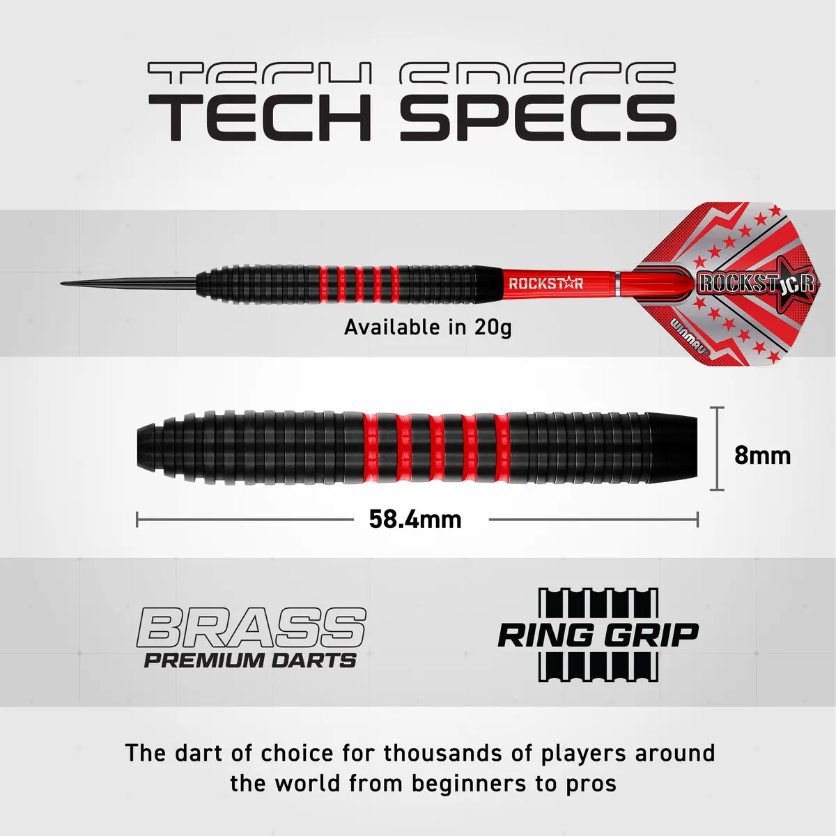 Winmau Darts Joe Cullen Rockstar 20g Brass Darts Set with Flights & Shafts | Precise Control & Iconic Style - view 4