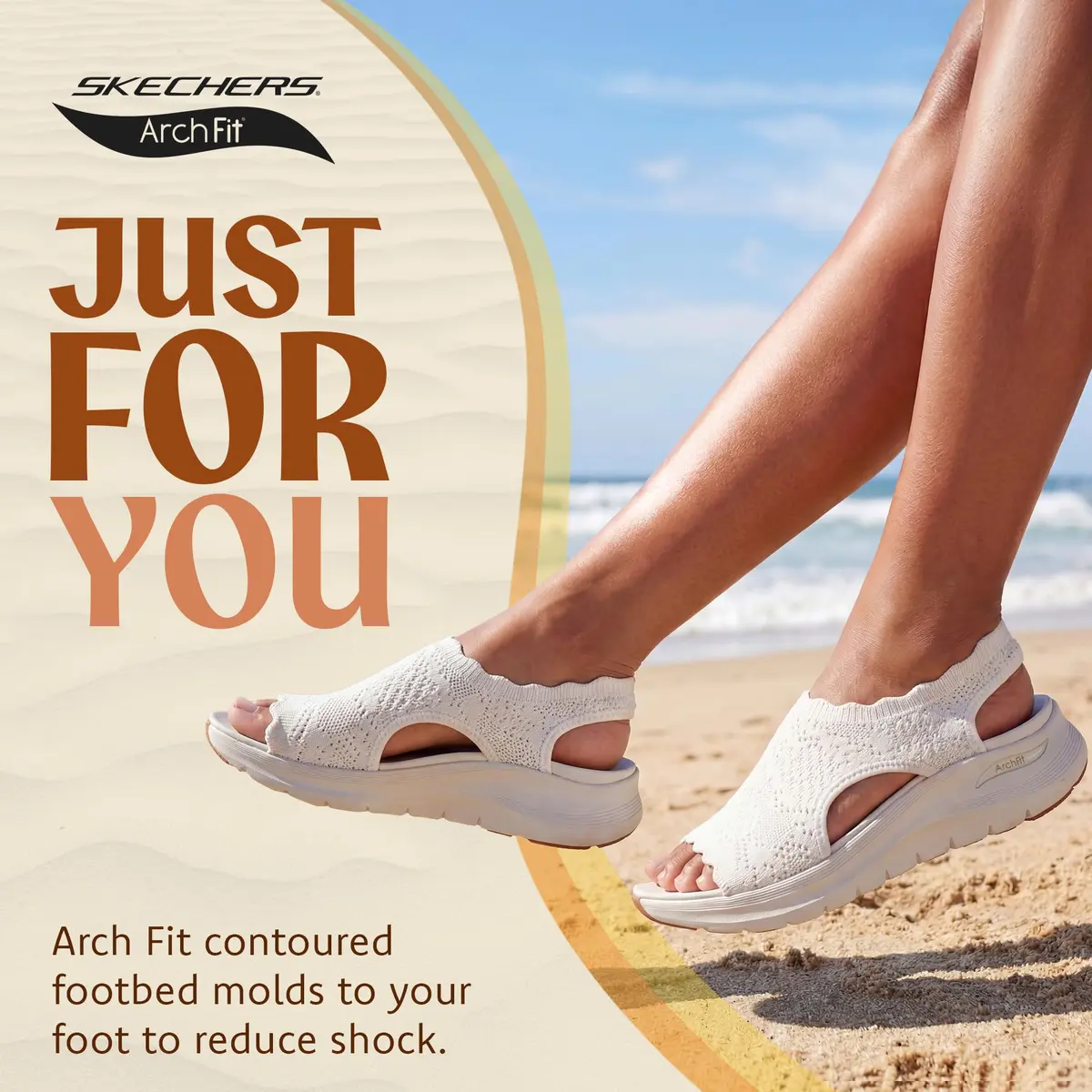 Skechers Women's Arch Fit 2.0 Flawless Choice Crochet Knit Sandal 1.75-inch Heel, Off-White (US 6 / 23.5cm) - view 3