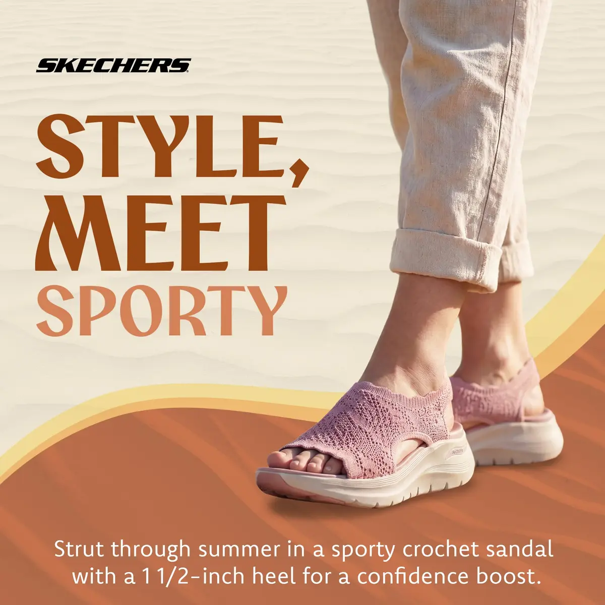 Skechers Women's Arch Fit 2.0 Flawless Choice Crochet Knit H-Band Sandal 1.75" Wedge Heel | Podiatrist-Certified Arch Support - view 2