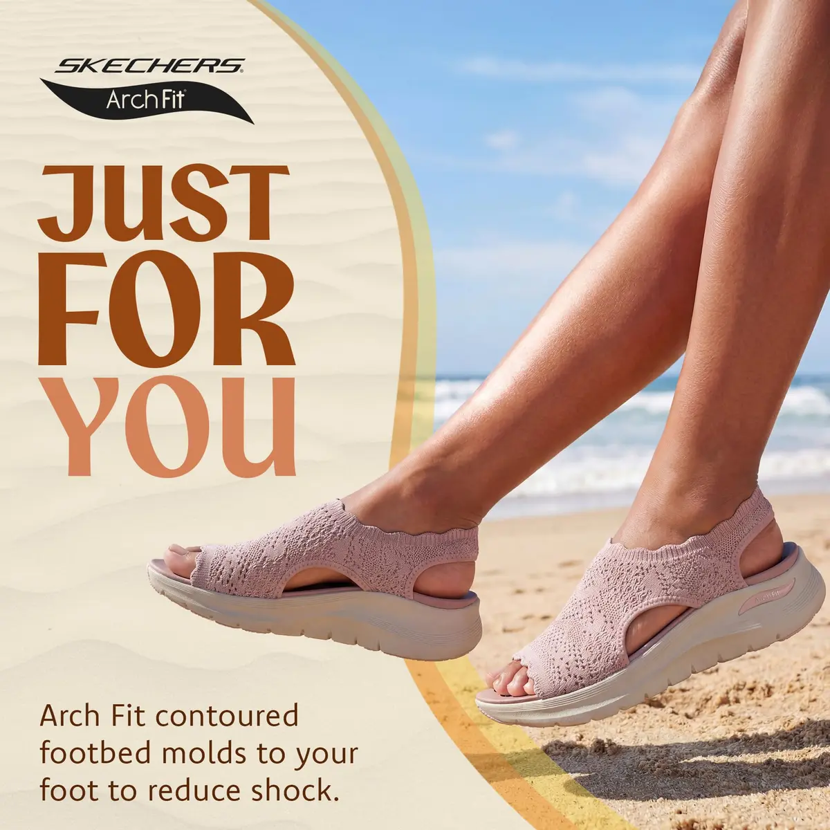 Skechers Women's Arch Fit 2.0 Flawless Choice Crochet Knit H-Band Sandal 1.75" Wedge Heel | Podiatrist-Certified Arch Support - view 3
