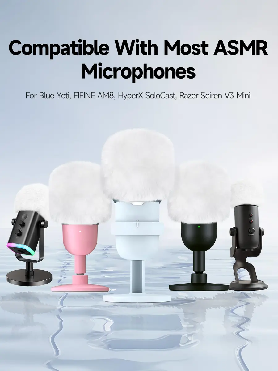 YOUSHARES White Furry Microphone Windscreen for Blue Yeti & More USB Mics | Noise Reduction & Durability - view 5
