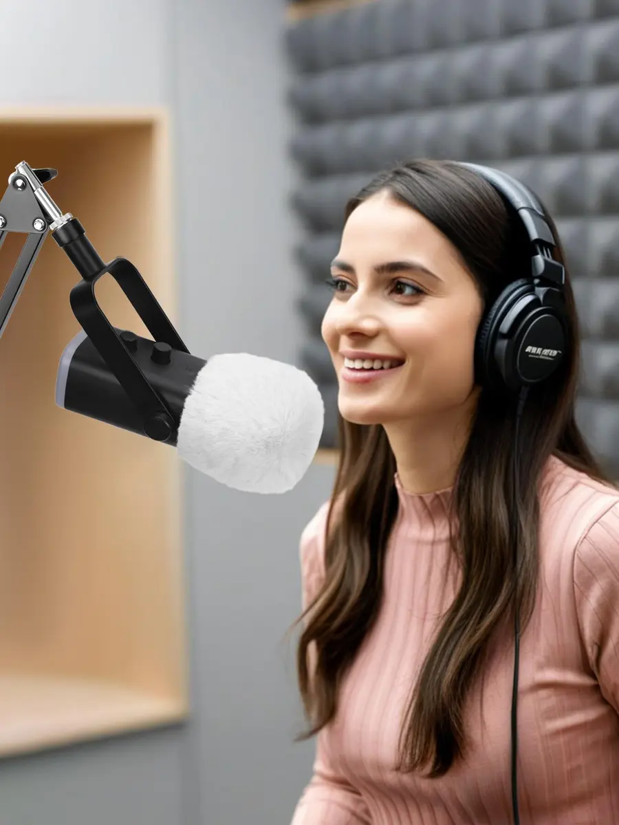 YOUSHARES White Furry Microphone Windscreen for Blue Yeti & More USB Mics | Noise Reduction & Durability - view 7