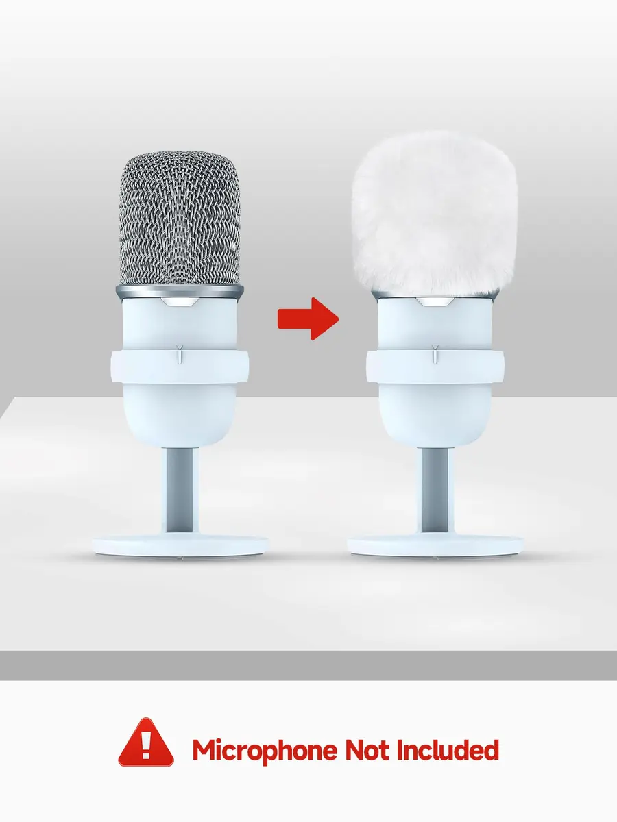YOUSHARES White Furry Microphone Windscreen for Blue Yeti & More USB Mics | Noise Reduction & Durability - view 2