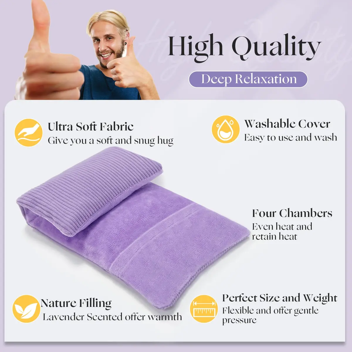 uncn Microwavable Heating Pad with Washable Cover Flaxseed Microwave Heat Pack 680 g (1.4 lb) | Soothing Moist Warmth for Relaxation - view 4