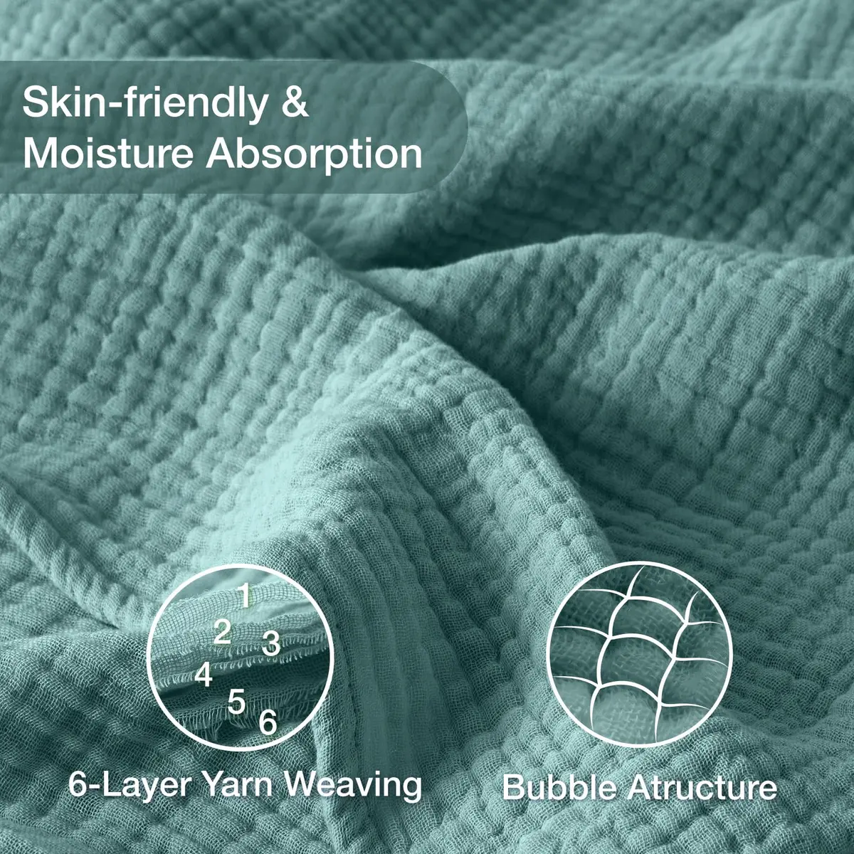 Kozyhvn 100% Cotton Muslin Blanket King 108" x 90" | Breathable & Soft for Adults - view 5