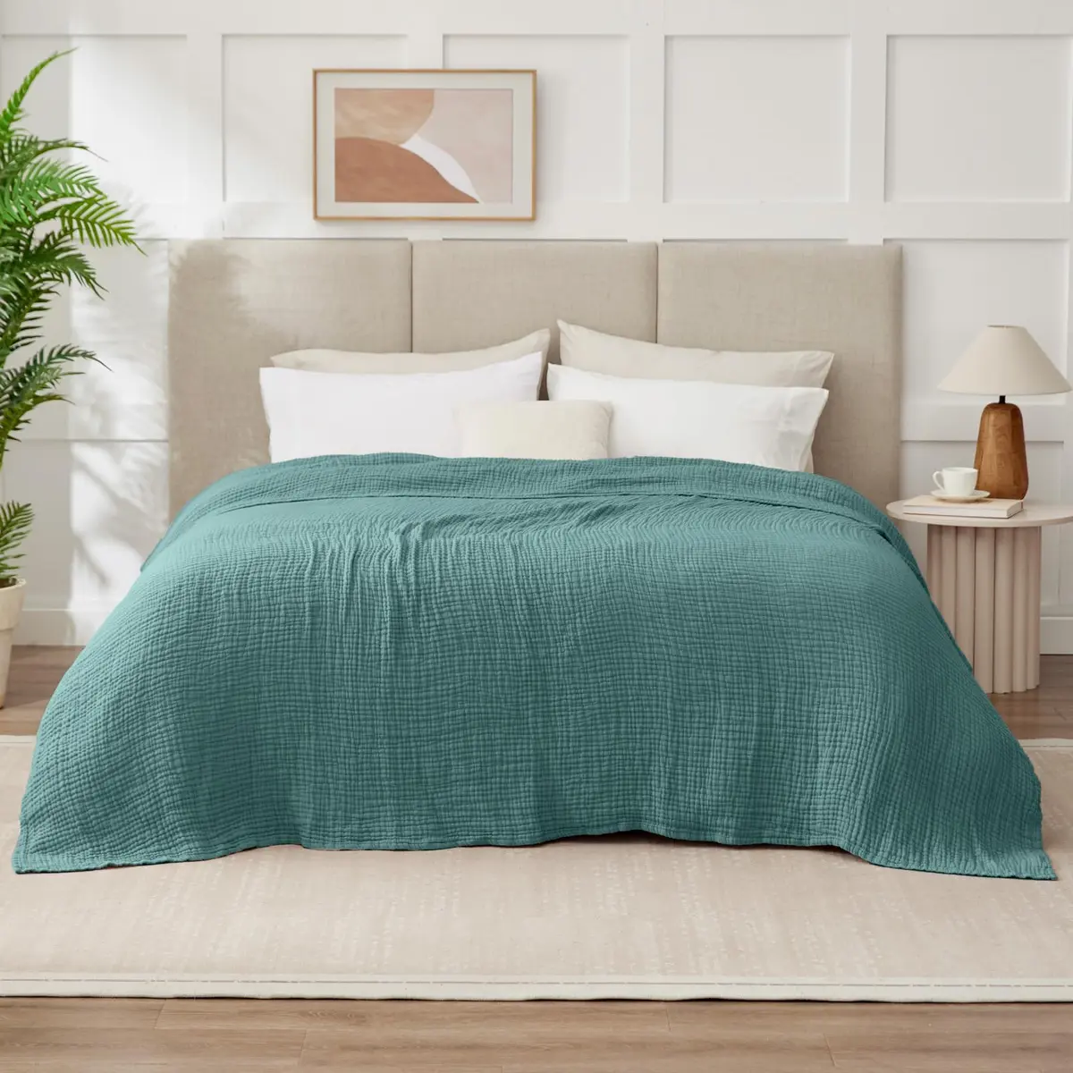 Kozyhvn 100% Cotton Muslin Blanket King 108" x 90" | Breathable & Soft for Adults - view 8
