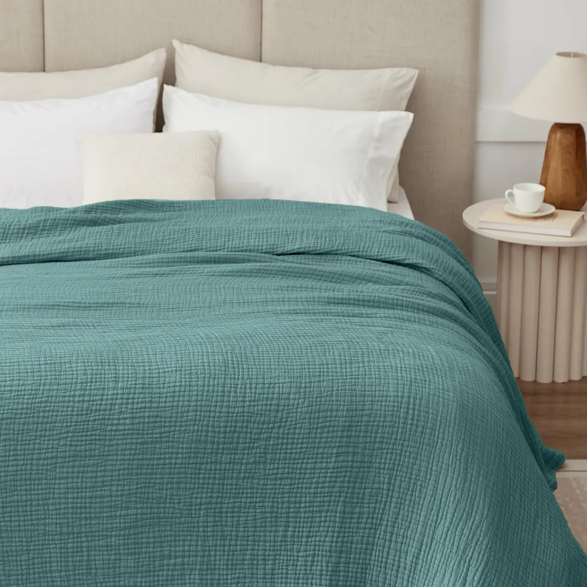 Kozyhvn 100% Cotton Muslin Blanket King 108" x 90" | Breathable & Soft for Adults - view 3