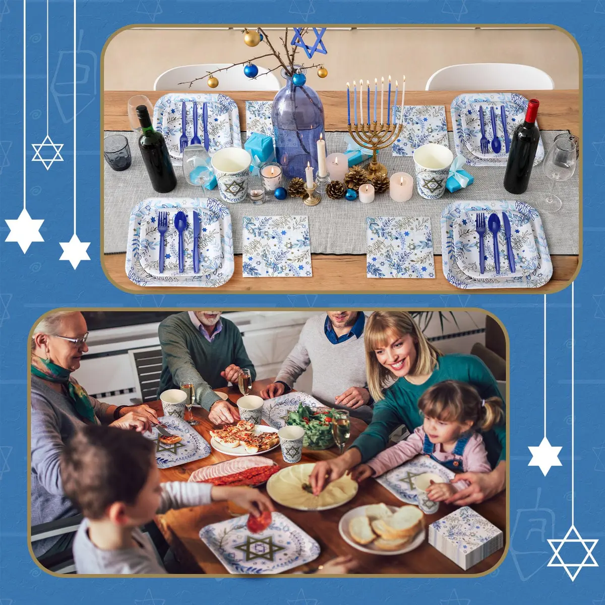Suttmin Hanukkah Paper Plates & Napkins Set 350 pcs | Disposable Festive Tableware for 50 Guests - view 5