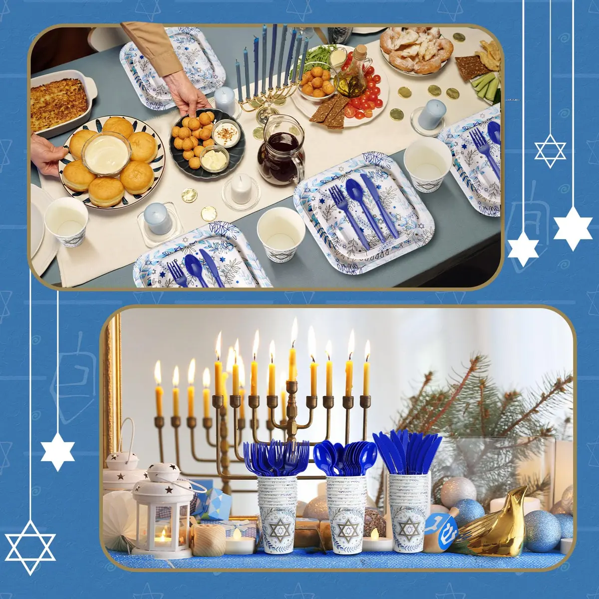 Suttmin Hanukkah Paper Plates & Napkins Set 350 pcs | Disposable Festive Tableware for 50 Guests - view 6