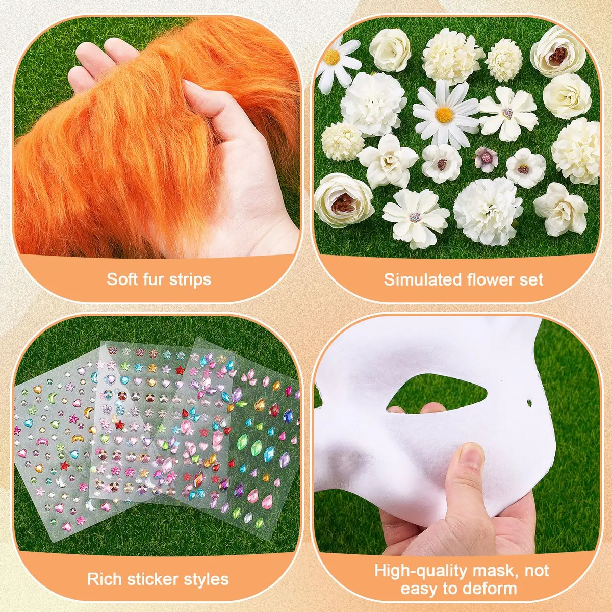 Seenelling 31 Pcs DIY Therian Mask Kit, Blank Cat Mask, White | Costume Mask for Adults - view 4