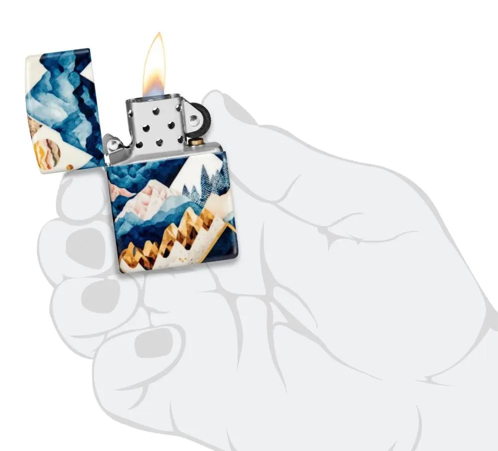 Zippo Mountain Collage Design 540 Matte Pocket Lighter | Windproof Metal Construction - view 6