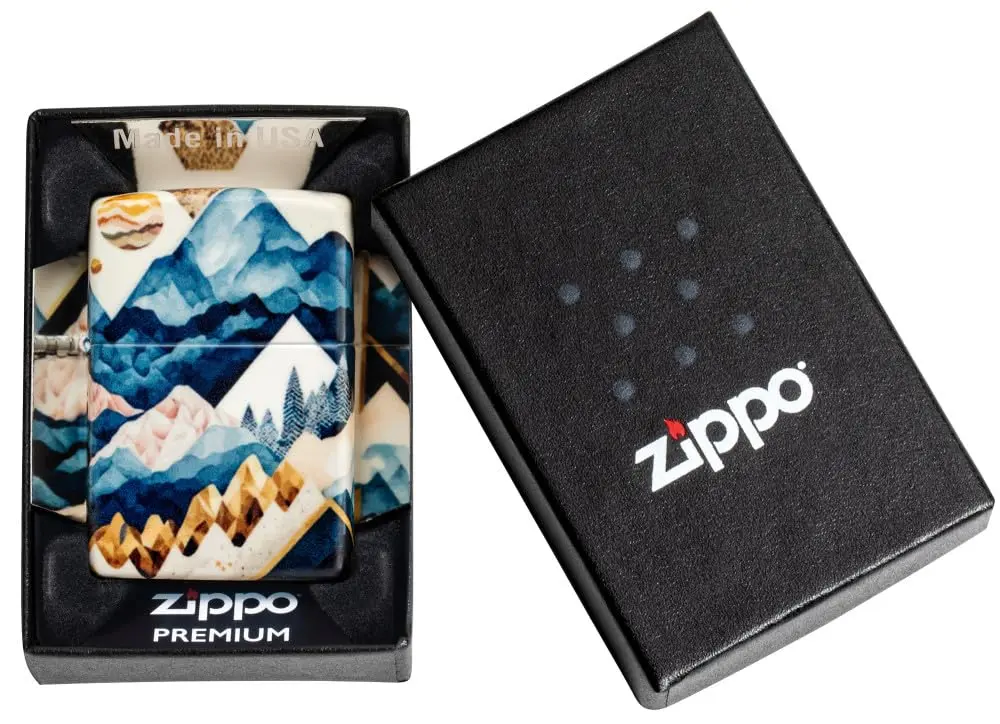 Zippo Mountain Collage Design 540 Matte Pocket Lighter | Windproof Metal Construction - view 7
