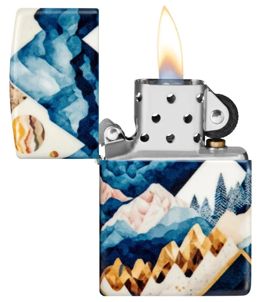 Zippo Mountain Collage Design 540 Matte Pocket Lighter | Windproof Metal Construction - view 4