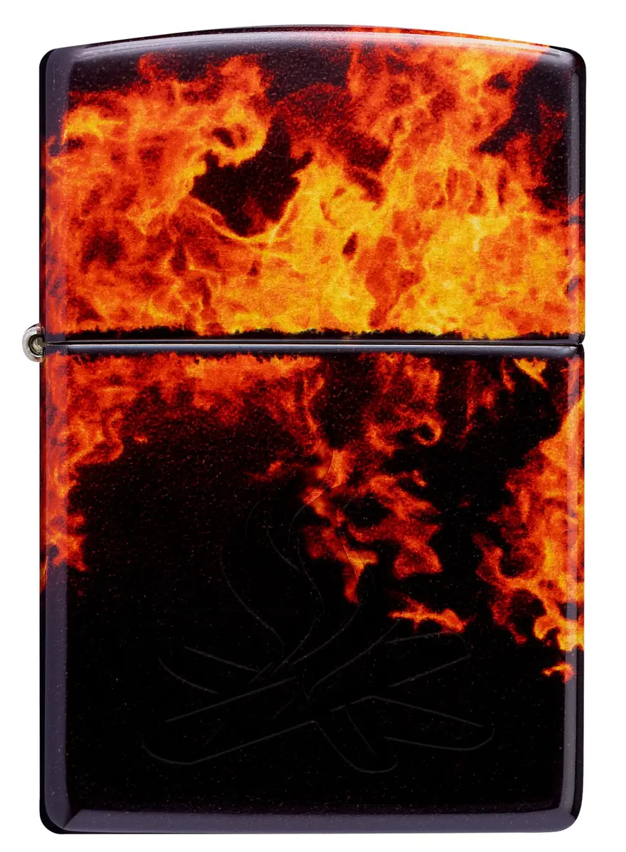 Zippo Fusion Inferno Design 540 Tumbled Brass Pocket Lighter | Windproof Metal Construction - view 5