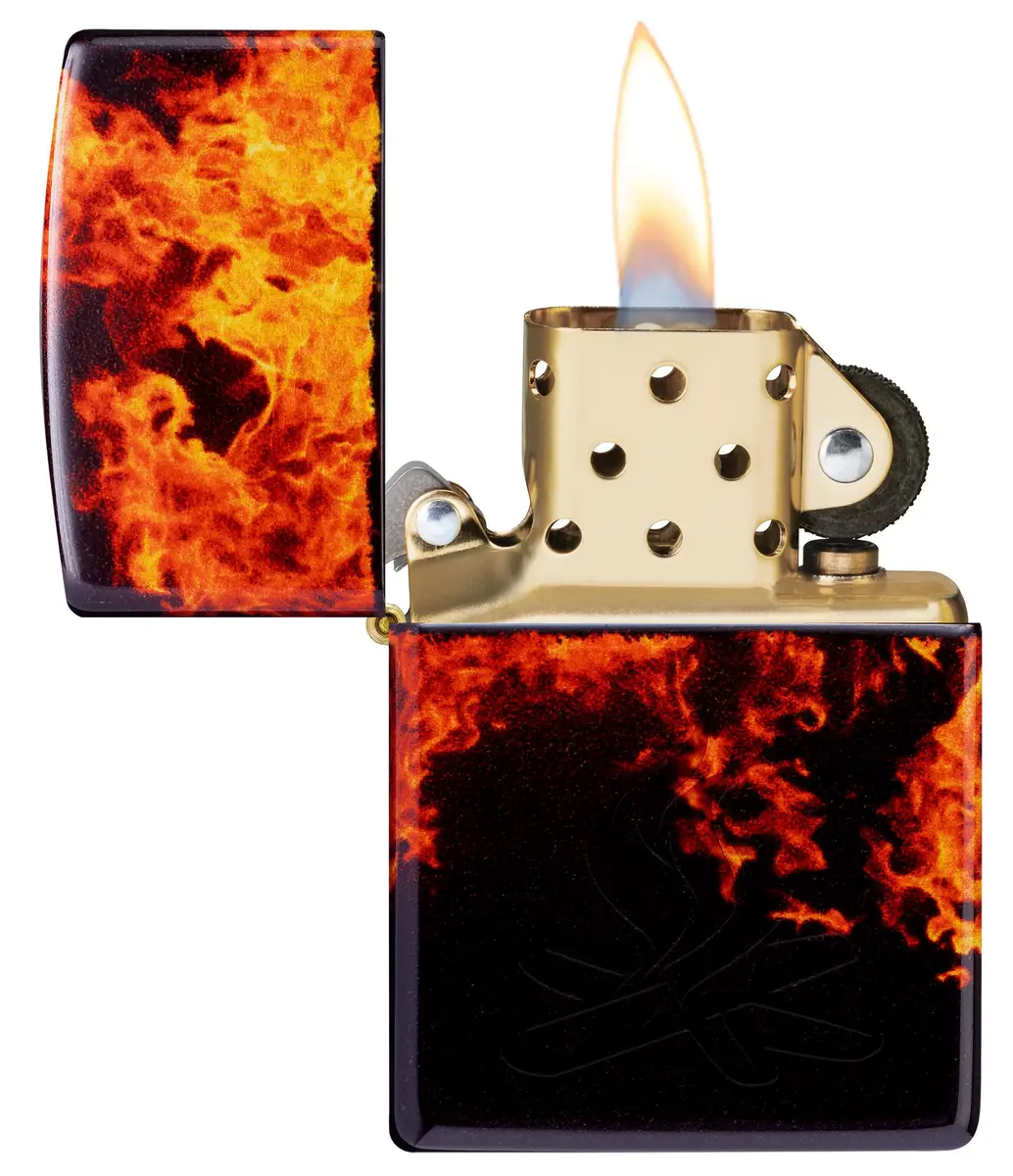 Zippo Fusion Inferno Design 540 Tumbled Brass Pocket Lighter | Windproof Metal Construction - view 6