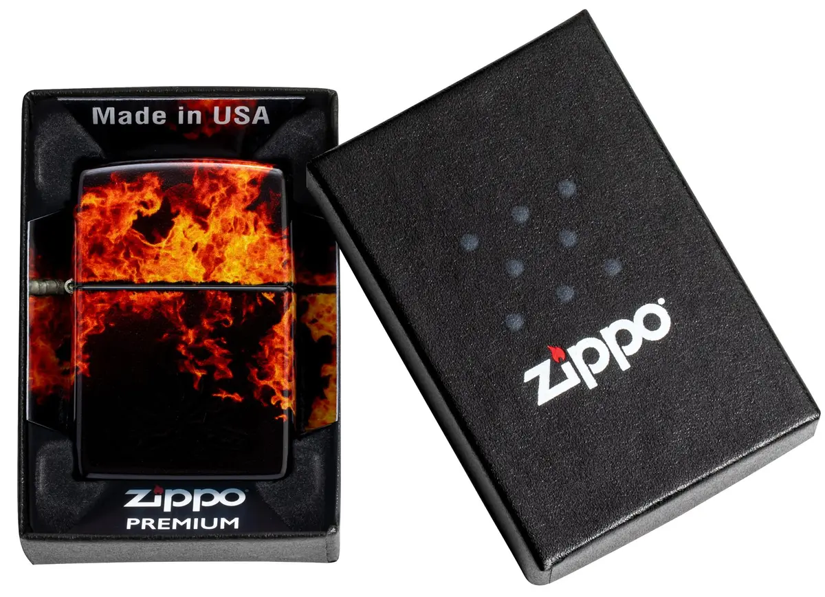 Zippo Fusion Inferno Design 540 Tumbled Brass Pocket Lighter | Windproof Metal Construction - view 9
