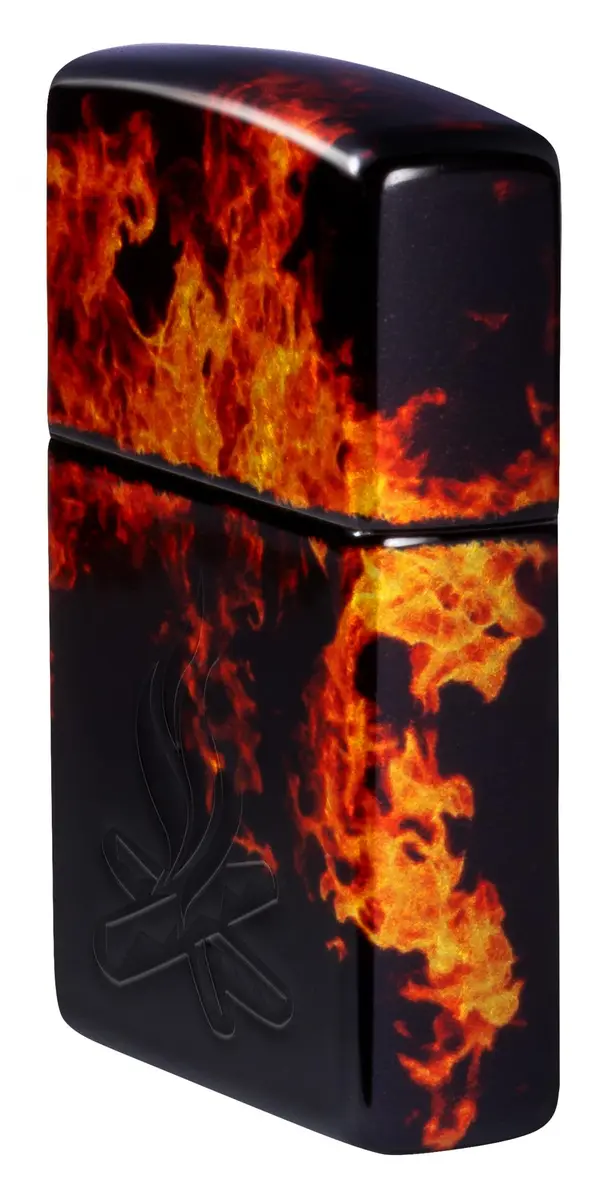 Zippo Fusion Inferno Design 540 Tumbled Brass Pocket Lighter | Windproof Metal Construction - view 3