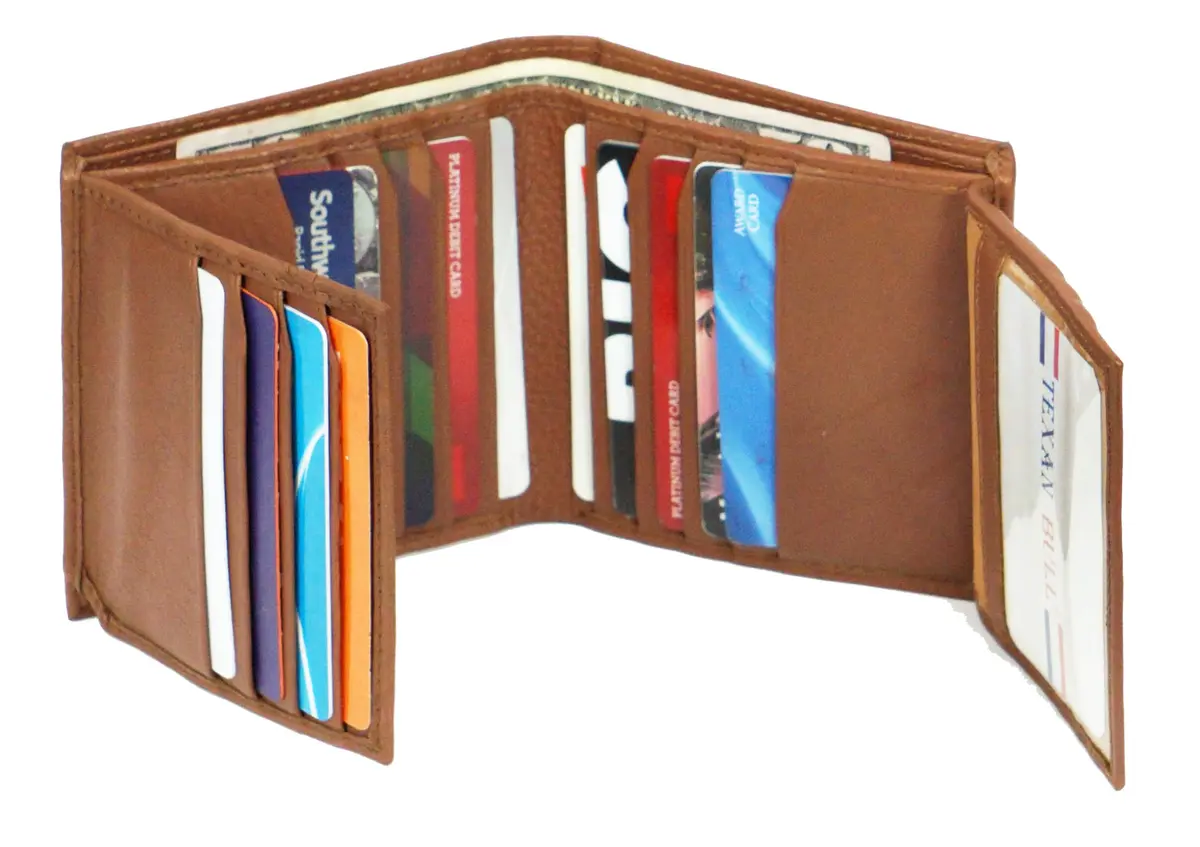 Bullz Genuine Cow Leather Thick Dual Credit Card Wallet | RFID Bifold Large Men’s Wallet (Tan) - view 4